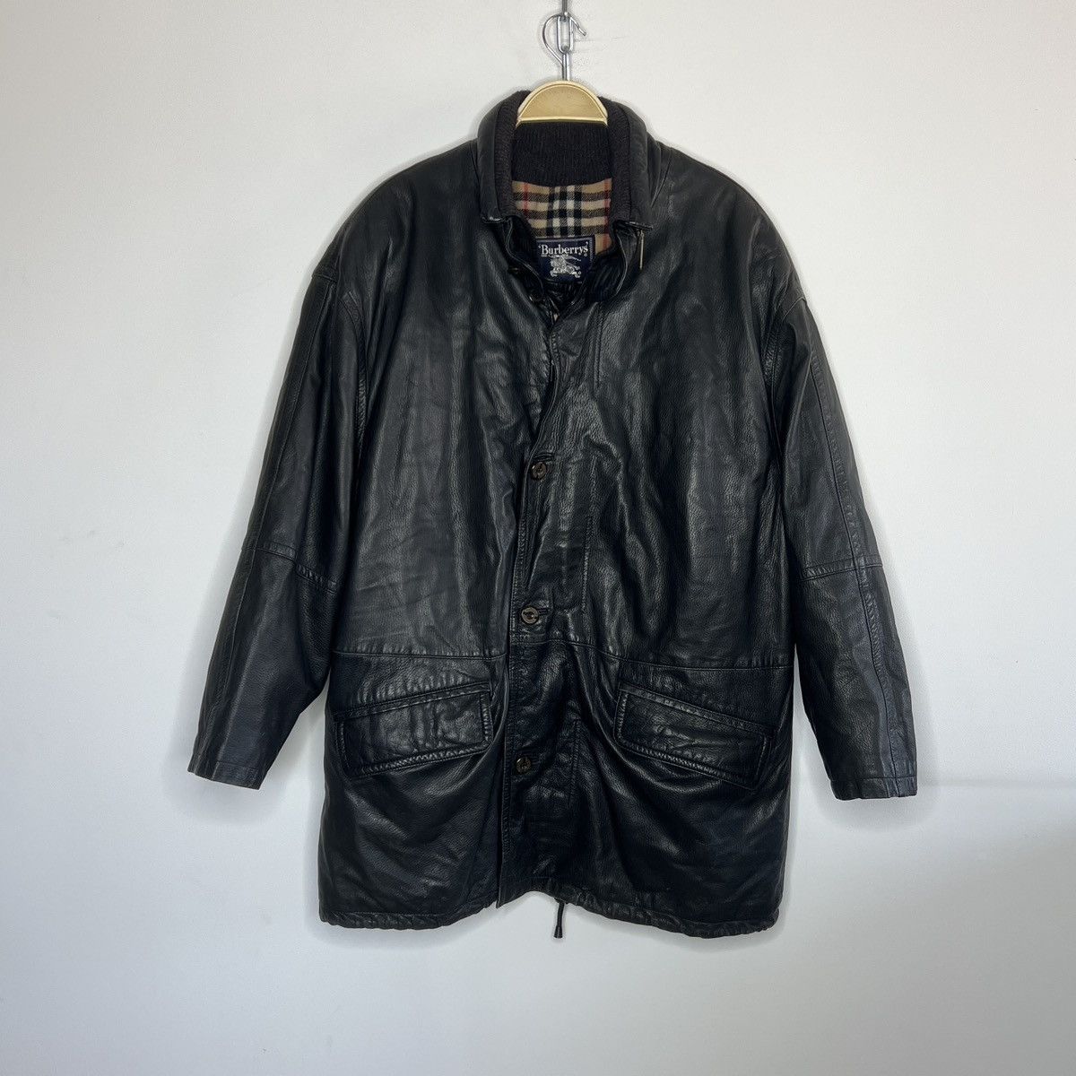 Burberry × Streetwear × Vintage Burberrys Leather Jacket Coat 