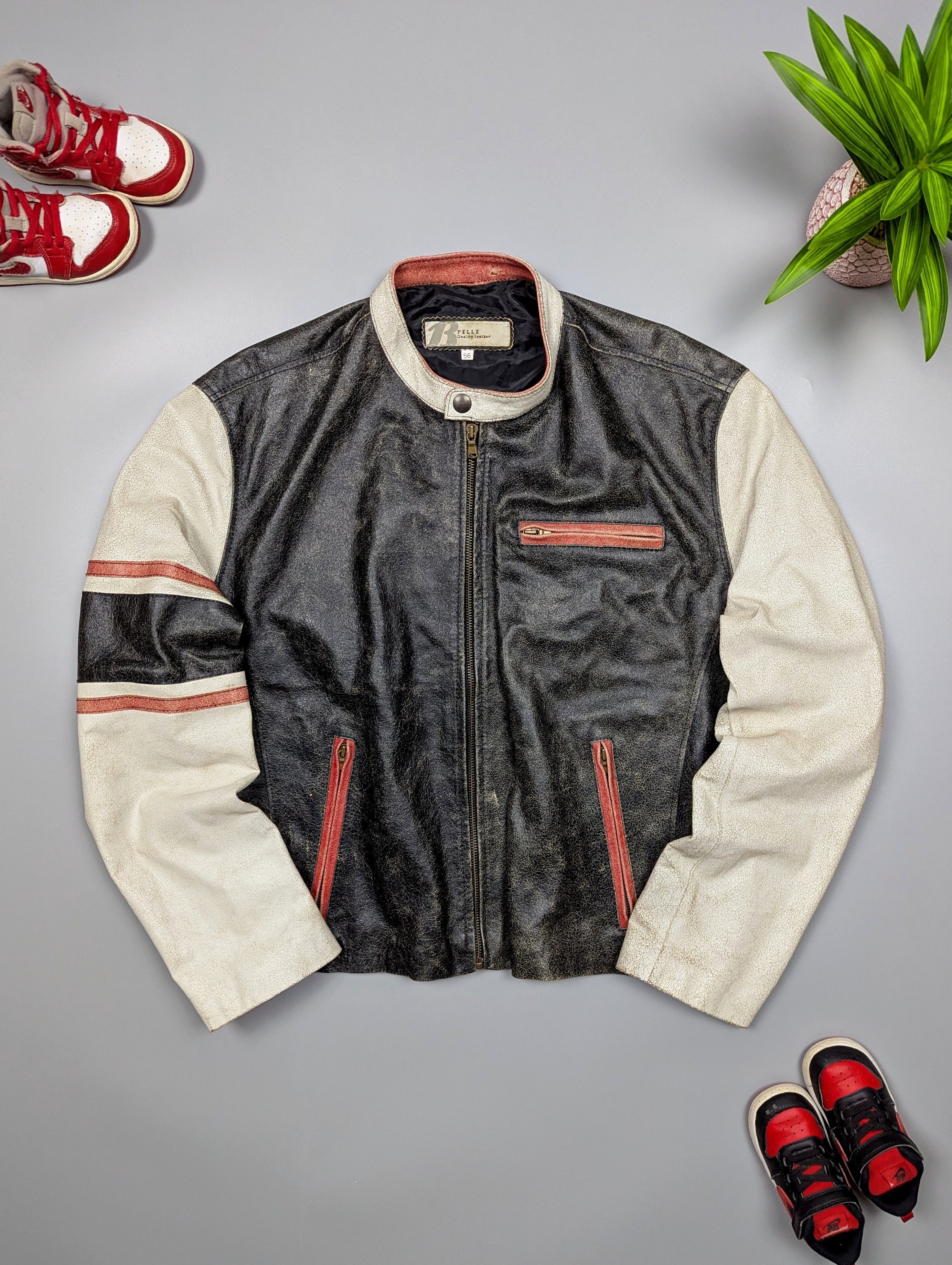 Vera Pelle × Vintage VERA PELLE Vintage Motorcycle Leather Men's Jacket Size 56 Size US XL / EU 56 / 4 - 5 Thumbnail