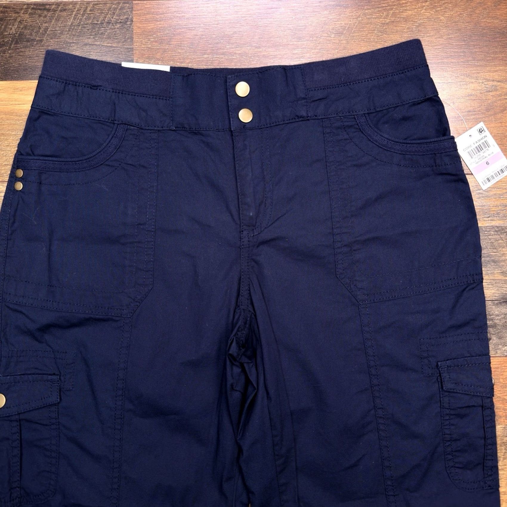 Vintage Style & Co Convertible Leg Pants Womens 6 Navy Mid Rise Comfort Waist New Size 28" / US 6 / IT 42 - 3 Thumbnail