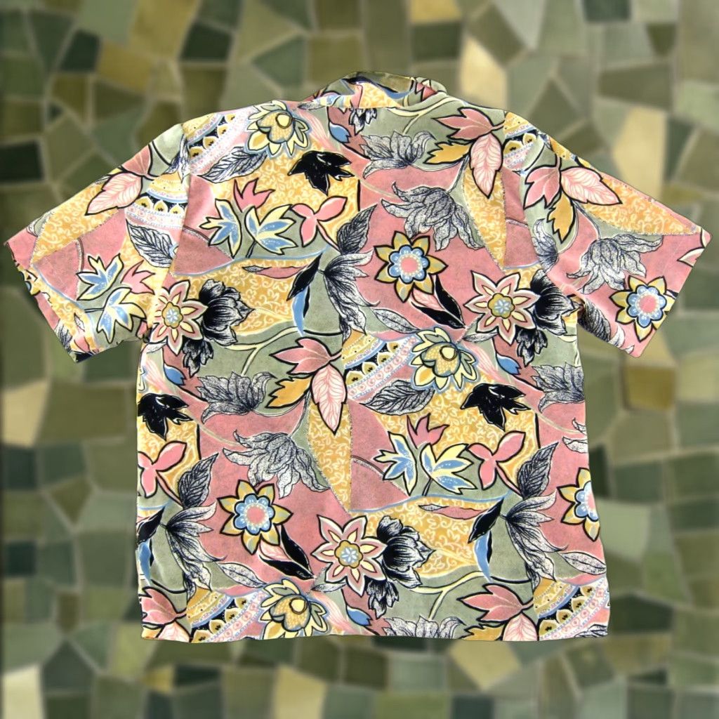 Vintage Notations Blouse Shirt 14 Multicolor Floral Short Sleeve Button Down Women’S, Women's (Size XL)