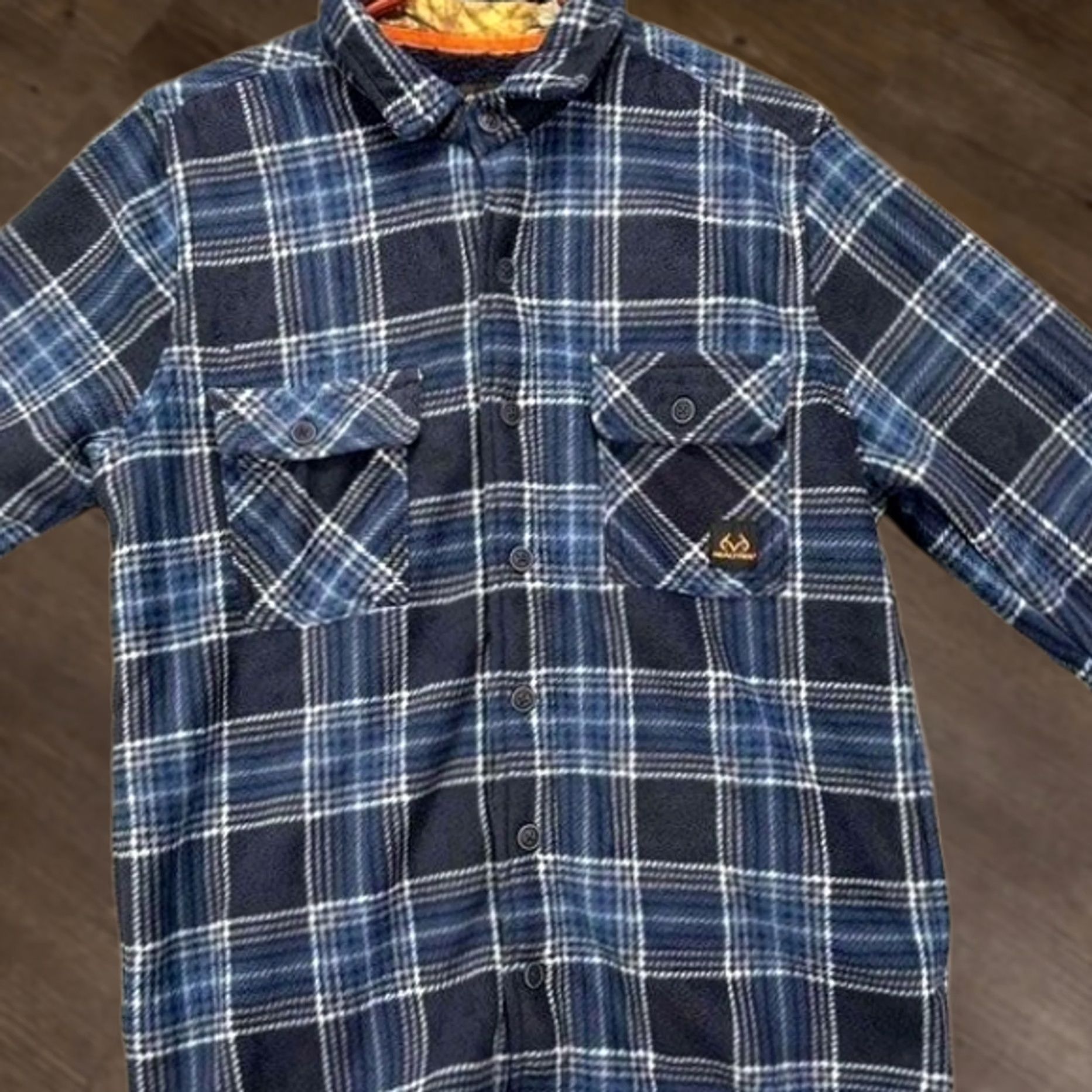 Realtree VINTAGE Realtree Flannel Shacket Jacket Blue Mens Small Fleece Lined Flap Pocket NEW Size US S / EU 44-46 / 1 - 1 Thumbnail