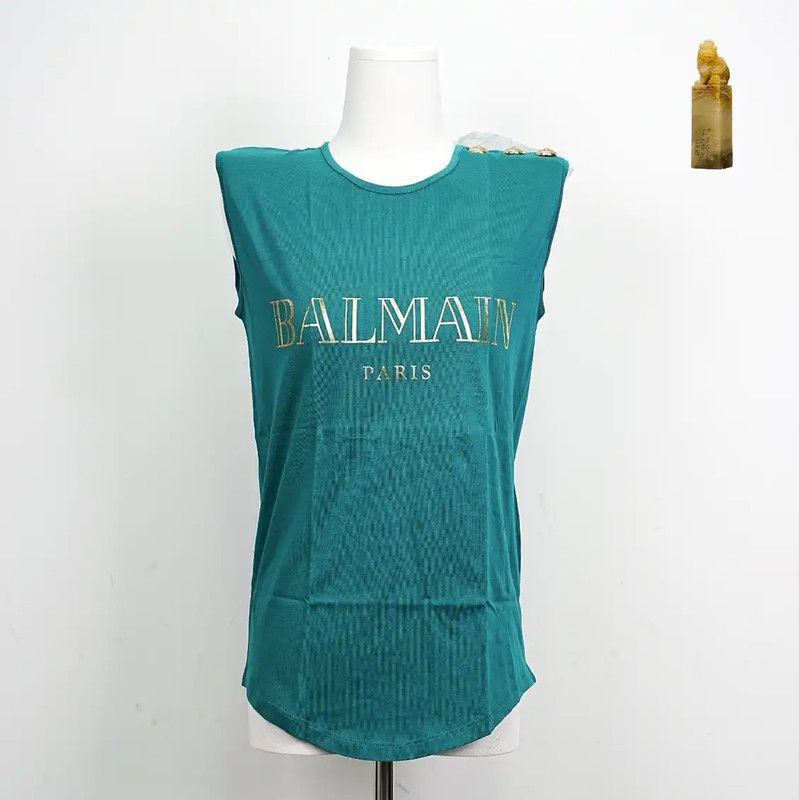 Balmain Balmain Blue Cotton Short Sleeve T-Shirt 0089 Size S / US 4 / IT 40 - 1 Thumbnail