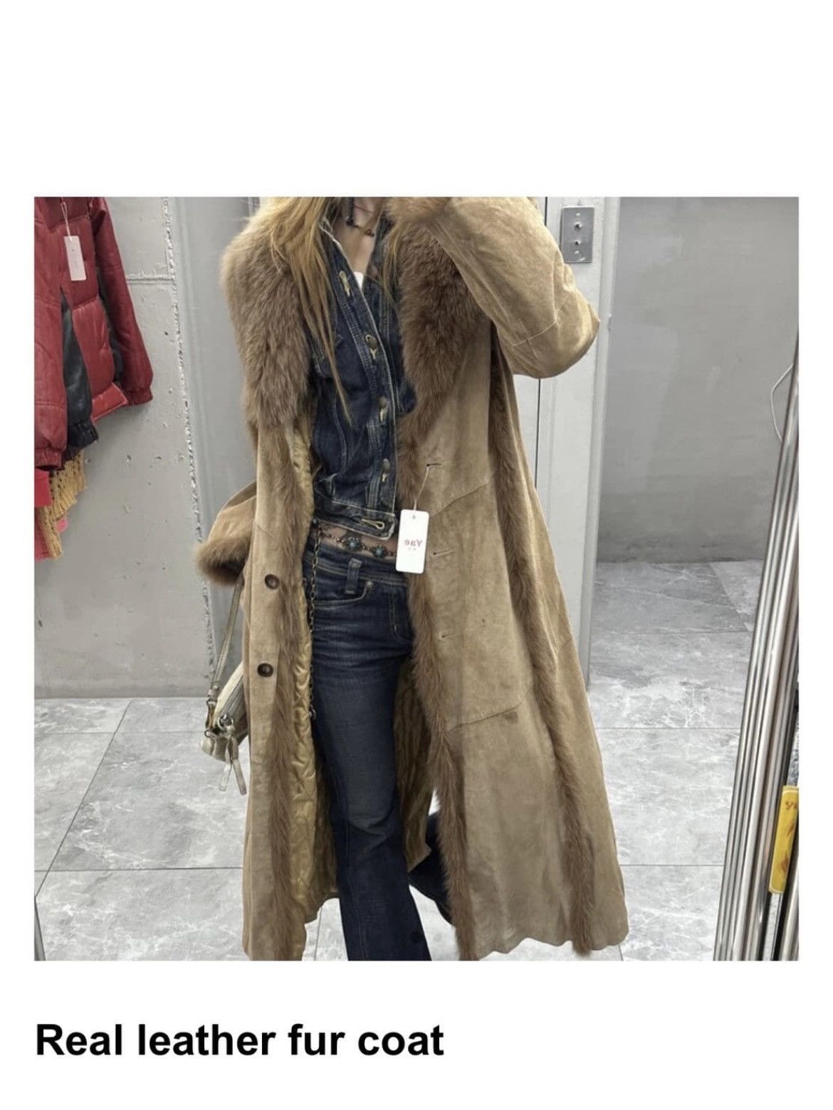 Vintage vintage real leather fur coat Size L / US 10 / IT 46 - 1 Thumbnail