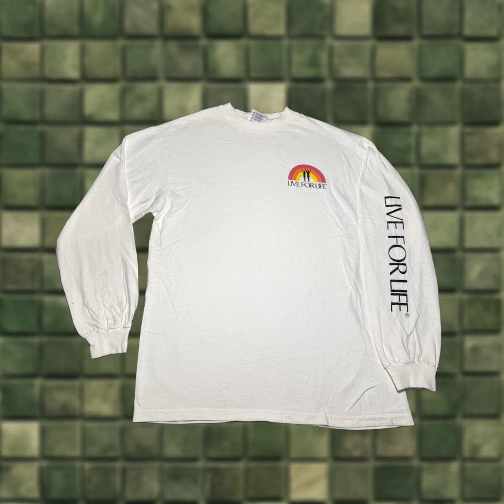 Hanes VINTAGE Shirt Unisex Adults M White 80s Live For Life Cult Church Heavens Gate Tee Shirt Mens Size US M / EU 48-50 / 2 - 1 Thumbnail