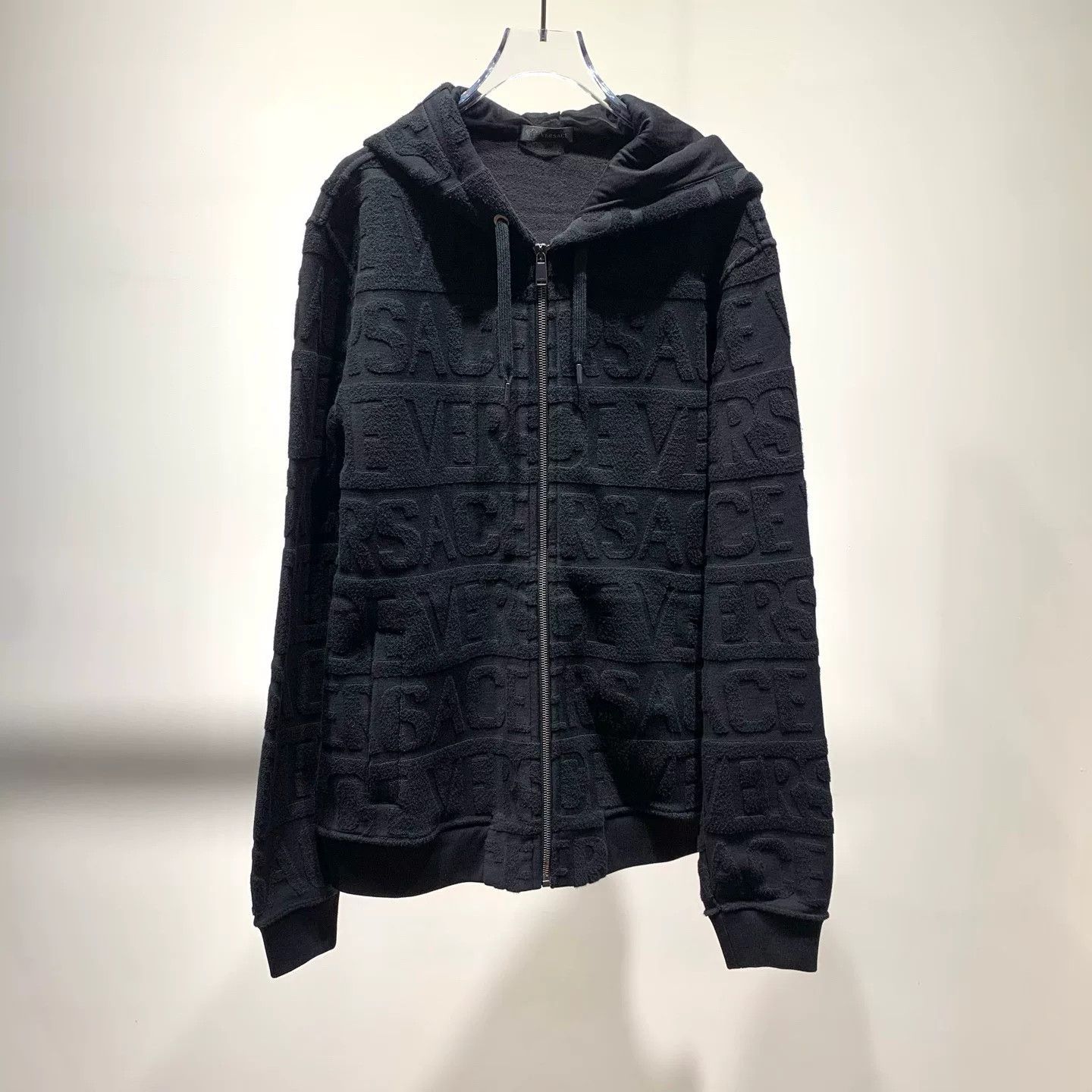 VERSACE Flocked Letter Zip-Up Jacket