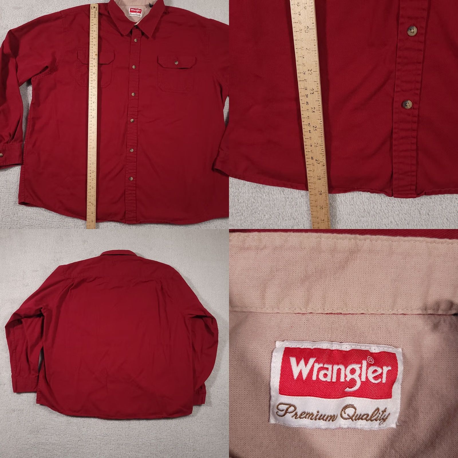 Wrangler Wrangler Shirt Mens 2XL Maroon Button Up Western Cowboy Rodeo Workwear Heavy Size US XXL / EU 58 / 5 - 8 Thumbnail