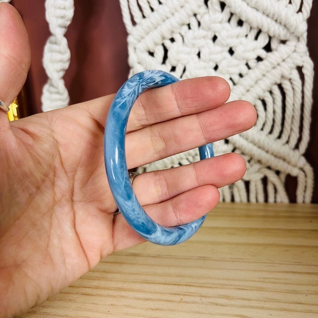 Vintage Vintage Marbled Acrylic Bangle Bracelet Blue Size ONE SIZE - 3 Thumbnail