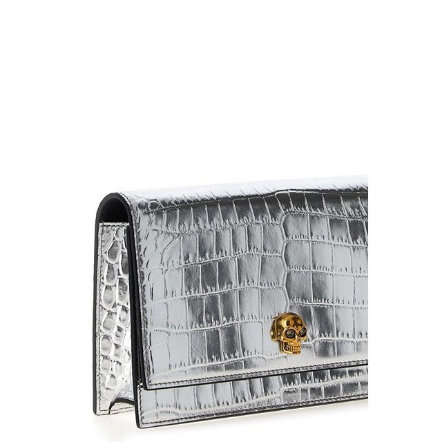 Alexander McQueen ALEXANDER MCQUEEN Skull Small Silver Leather Shoulder Bag Ne Size ONE SIZE - 3 Thumbnail