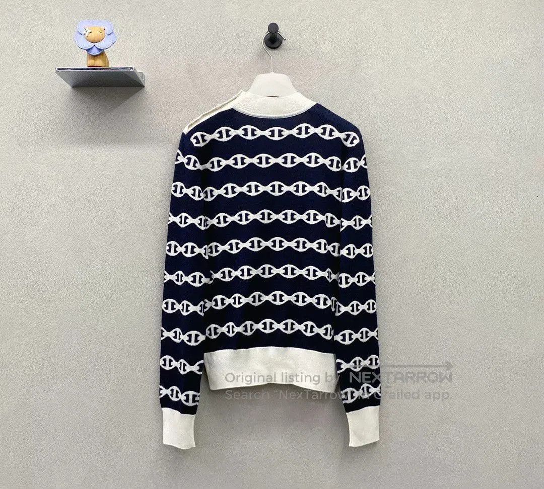 Hermes Hermes Blue Black Intarsia Crewneck Sweater. Size US S / EU 44-46 / 1 - 3 Thumbnail