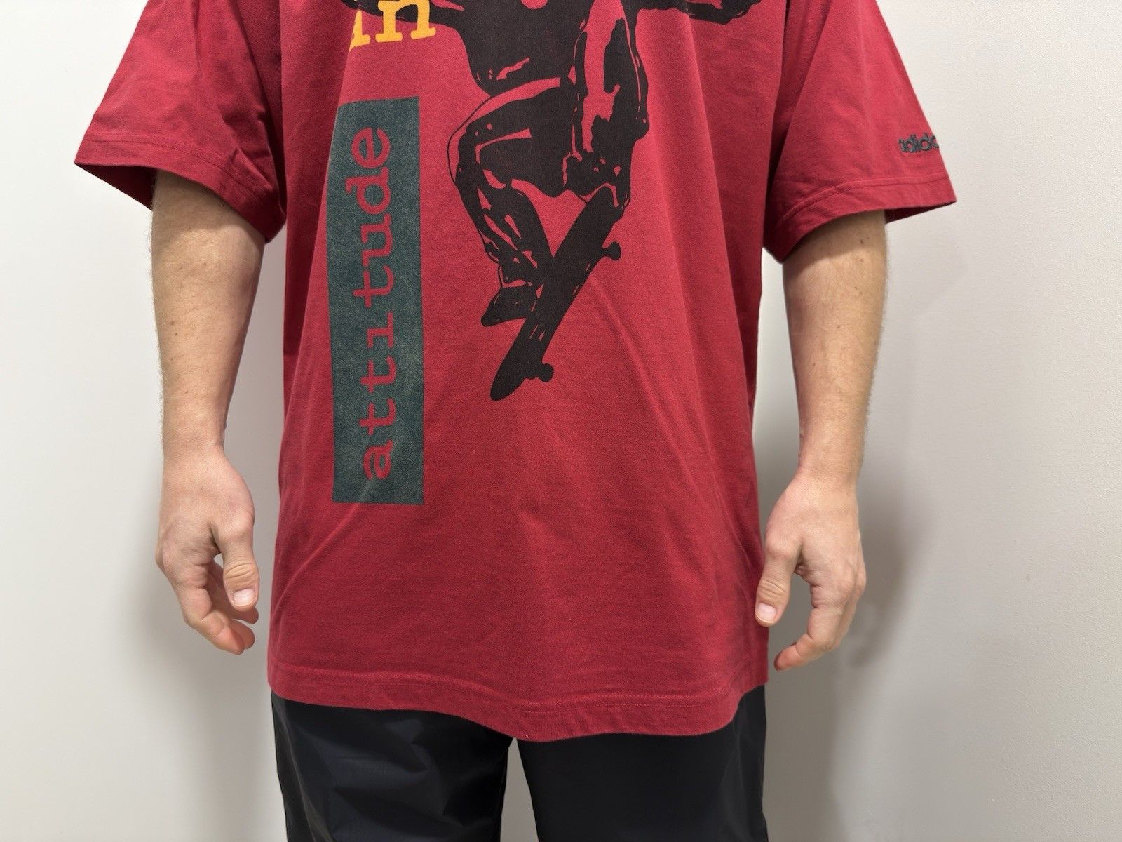 Adidas Vintage 90s Adidas Atti tude Skateboarding T-Shirt Graphic Size US L / EU 52-54 / 3 - 5 Thumbnail