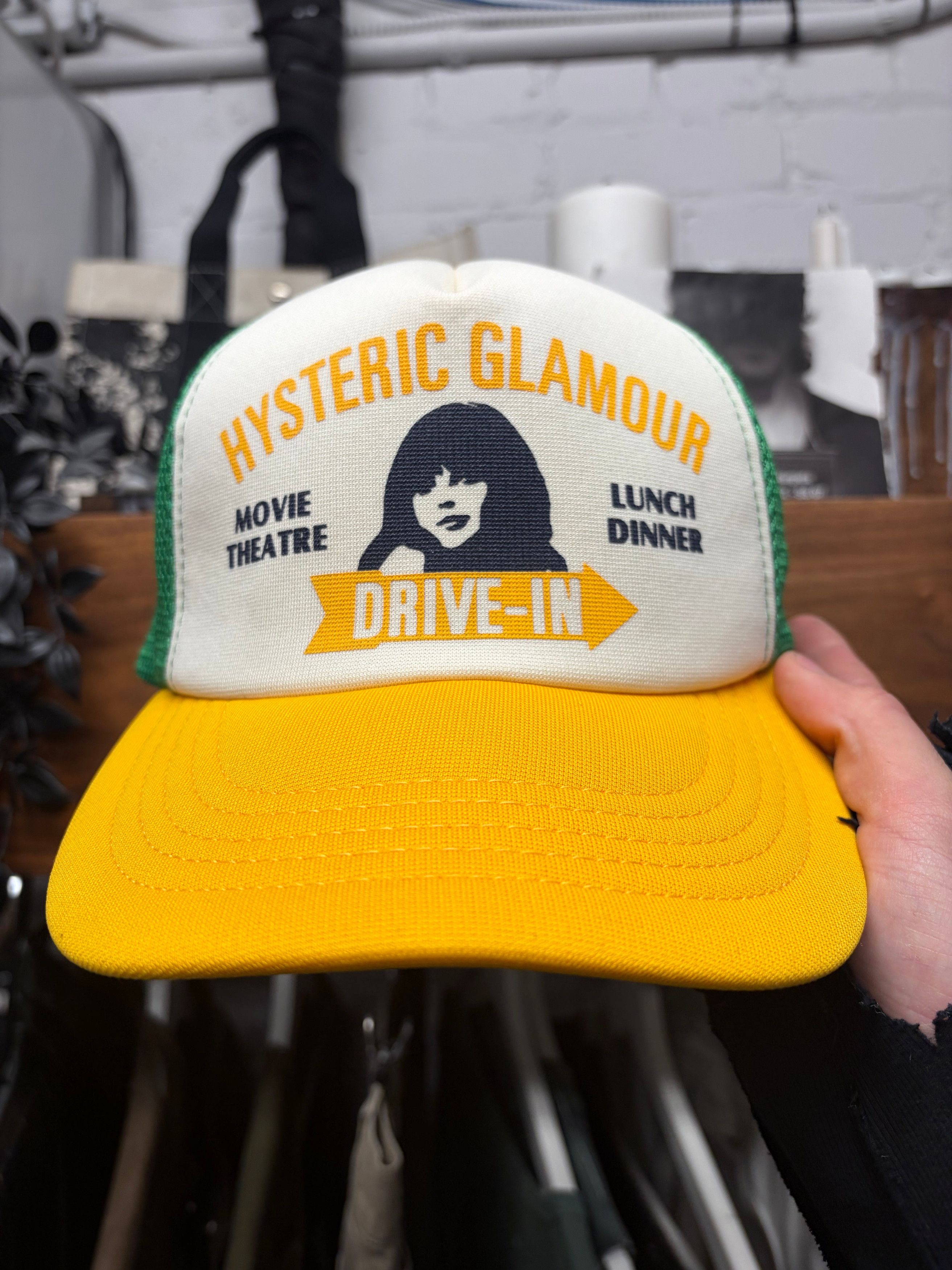 Hysteric Glamour Hysteric Glamour ‘Drive In Theatre’ Yellow/Green Mesh Trucker Hat Size ONE SIZE - 1 Thumbnail