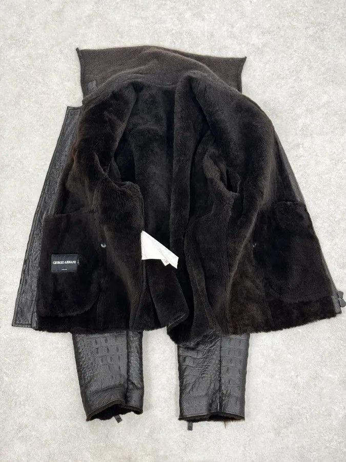 Giorgio Armani 2000s Giorgio Armani Crocodile Effect Brown Leather Aviator Jacket Size US M / EU 48-50 / 2 - 8 Thumbnail