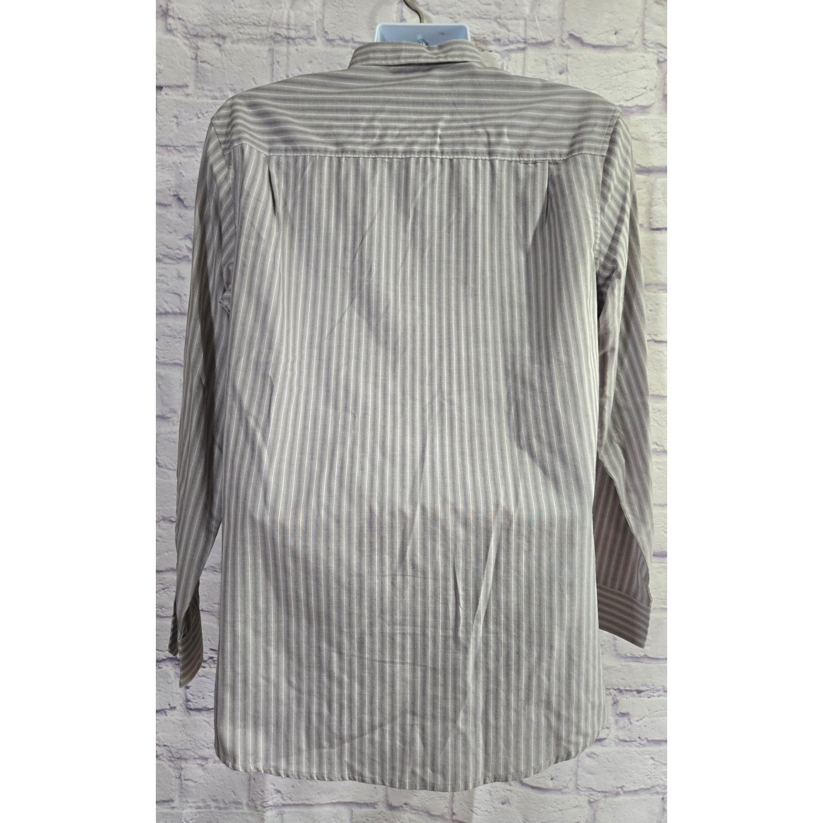 Roundtree & Yorke John Henry Gray White Striped Button Up Men's Shirt Medium Size US M / EU 48-50 / 2 - 2 Thumbnail