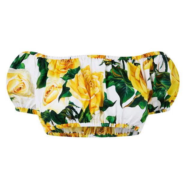Dolce & Gabbana o1g2r1mq1024 Cotton Poplin Floral Bardot Top in Multicolor Size M / US 6-8 / IT 42-44 - 1 Thumbnail