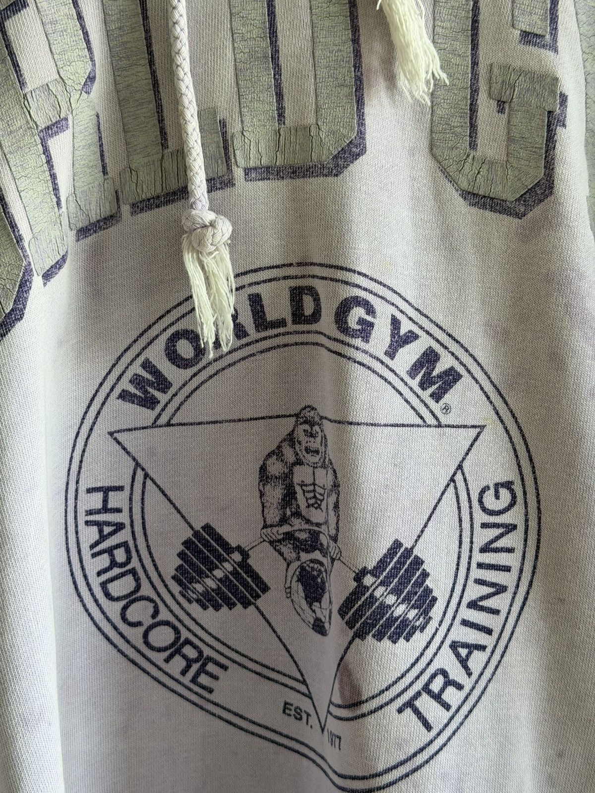 Vintage *RARE* VINTAGE WORLD GYM GORILLA ARNOLD FADED BOXY HOODIE Size US XL / EU 56 / 4 - 5 Thumbnail
