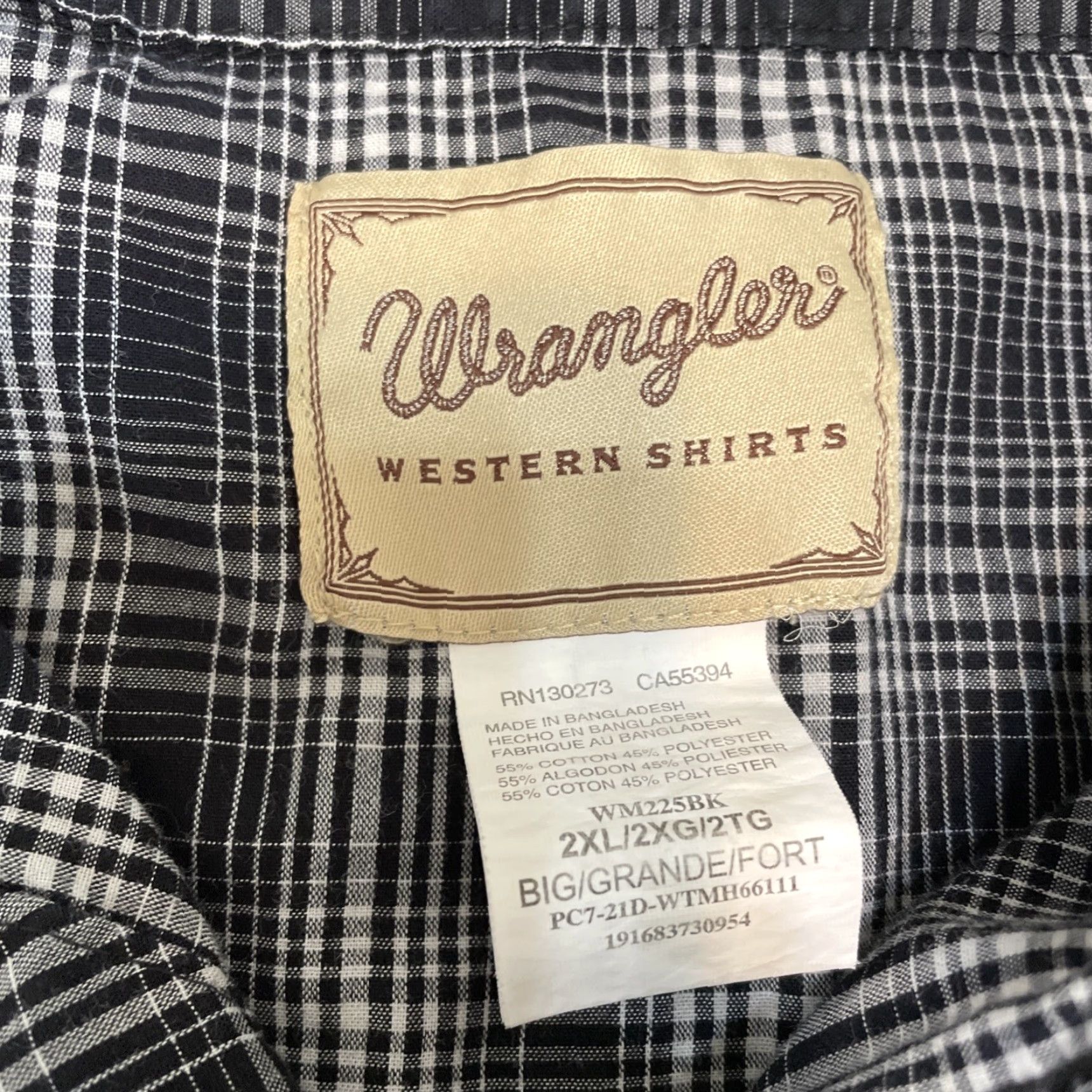 Wrangler VINTAGE Wrangler Western Shirt Men 2XL Short Sleeve Plaid Black Button-Up Western Men Size US XXL / EU 58 / 5 - 2 Thumbnail
