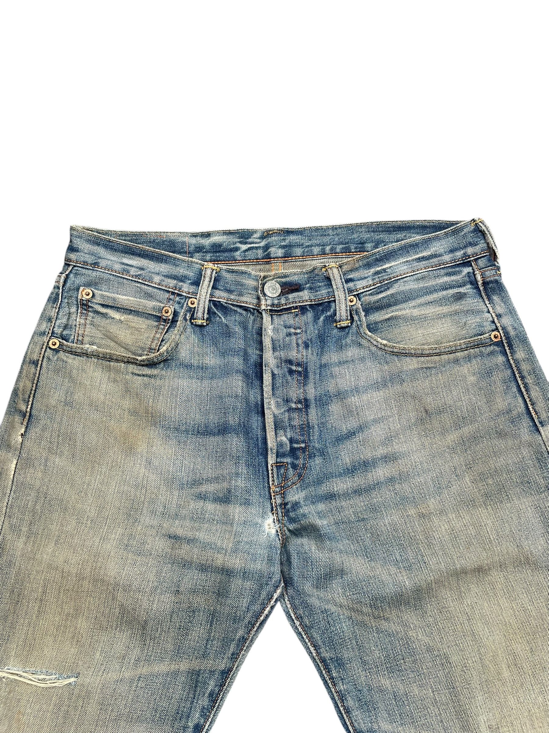 Levi's Levis 501 Faded Distresed Denim Size US 34 / EU 50 - 2 Thumbnail