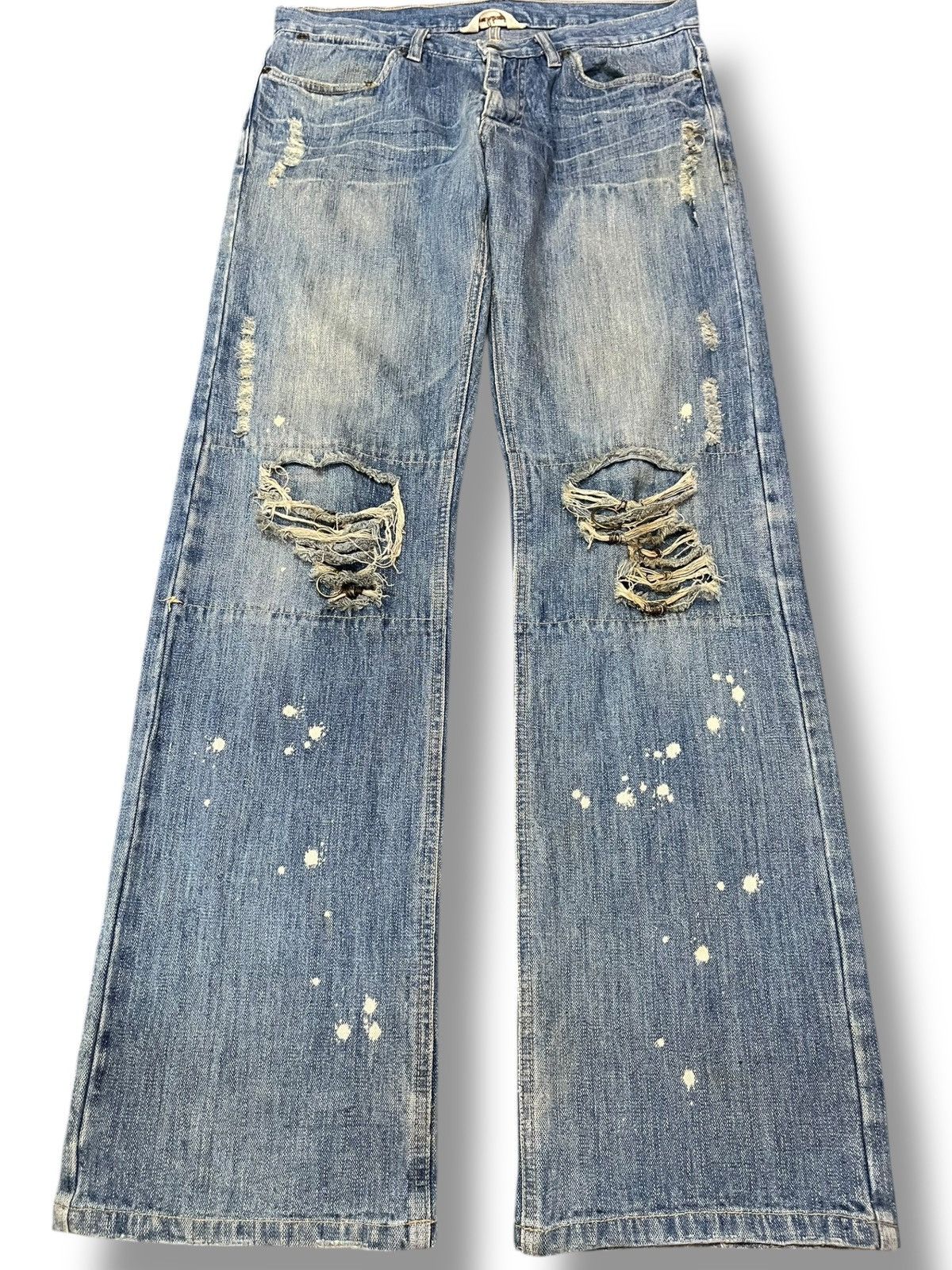 Japanese Brand × Vintage Vintage Japanese Brand Ripped Chain Stitch Denim Size US 32 / EU 48 - 1 Thumbnail