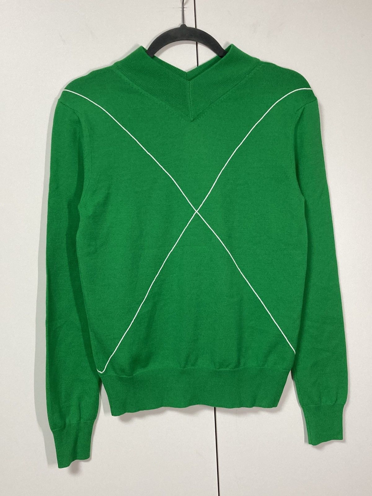 Bottega Veneta Bottega Veneta Wool Contrast Stitch V-Neck Sweater Size S / US 4 / IT 40 - 1 Thumbnail
