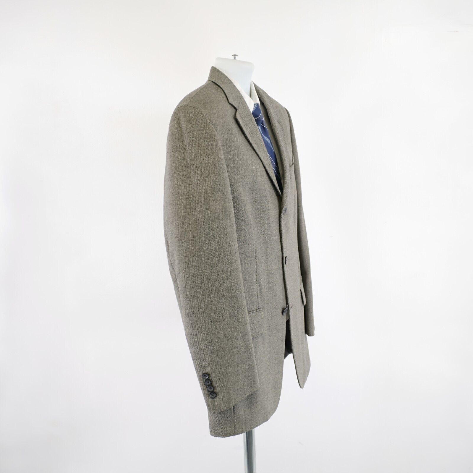 Oscar De La Renta Oscar De La Renta Tweed Wool Herringbone 40R Gray W/ Hint Of Size 40R - 7 Thumbnail