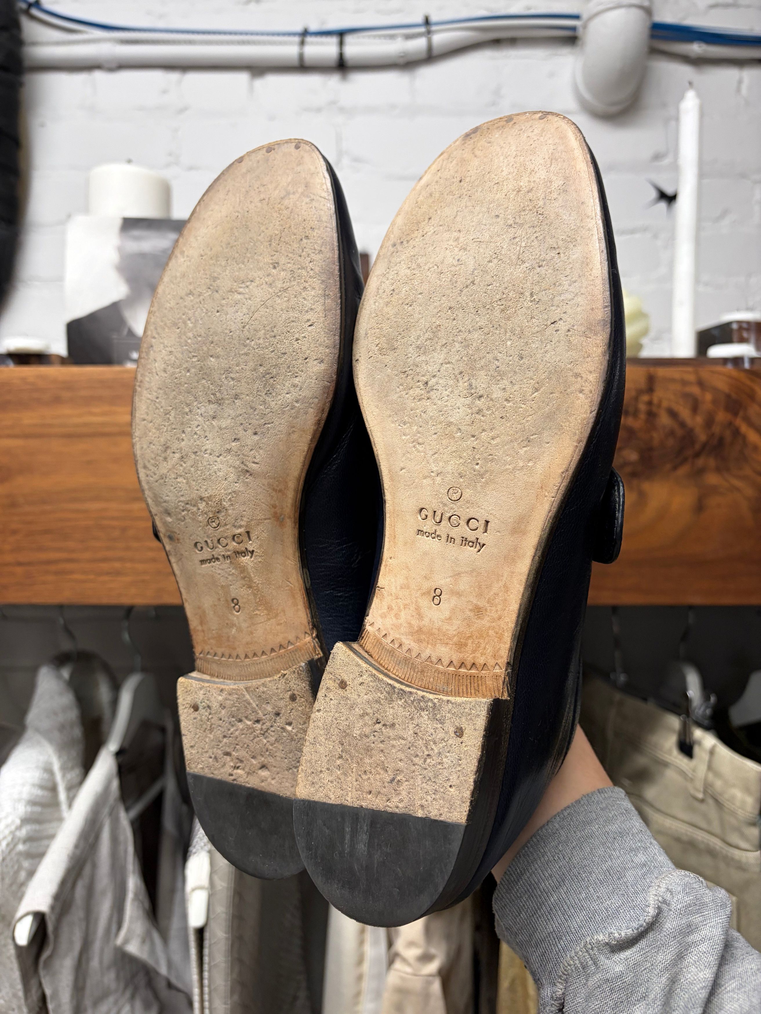 Gucci Gucci ‘Quentin’ Blue Leather Wood Sole Loafers Size US 8 / EU 41 - 5 Thumbnail
