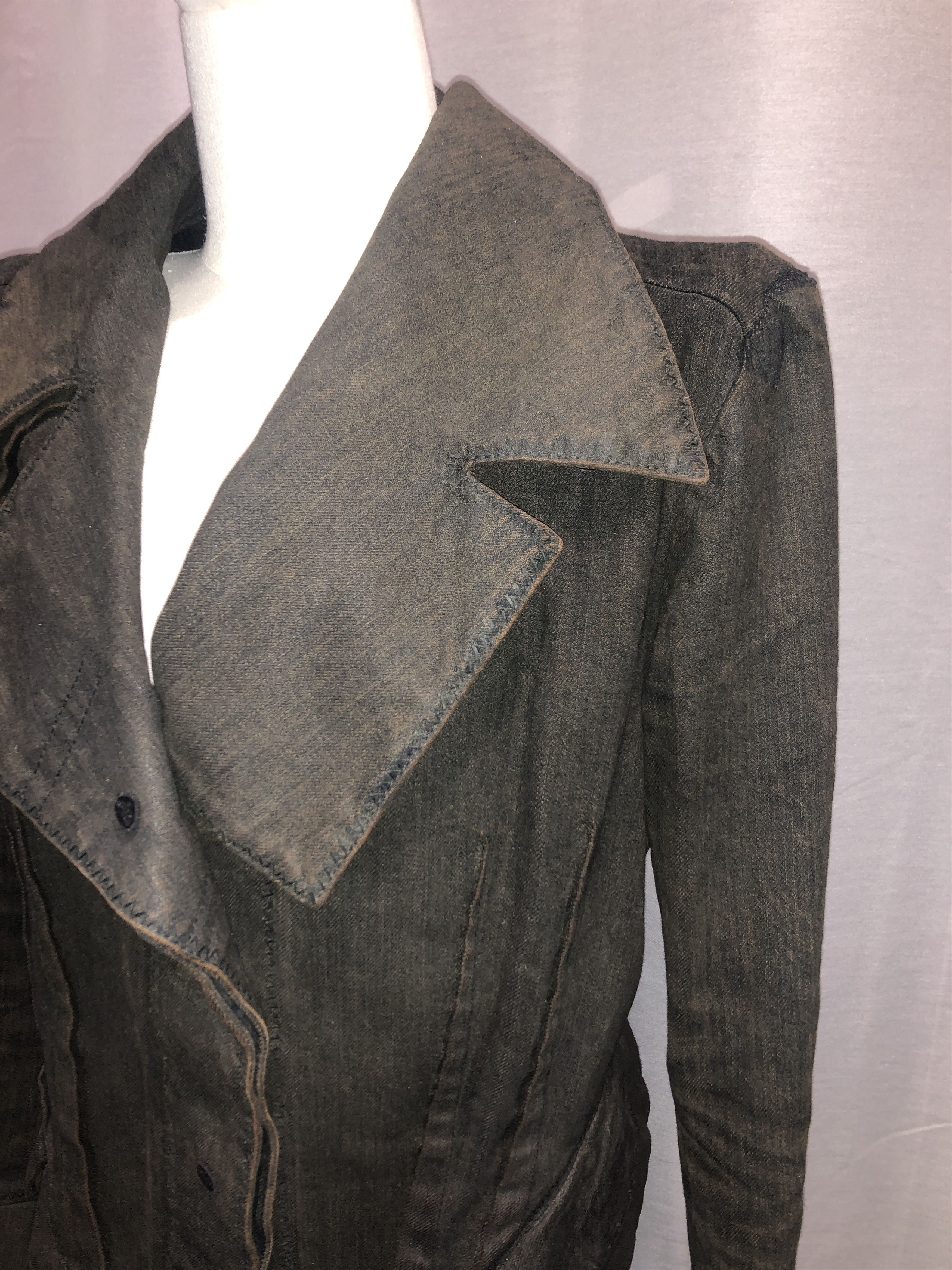 John Galliano Piratesque Asymmetric Denim Jacket Size L / US 10 / IT 46 - 23 Thumbnail