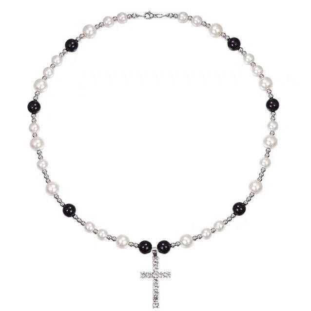 Jewelry × Vintage Cross Stacked Beaded Necklace, Cross Layered Necklace Size ONE SIZE - 4 Thumbnail