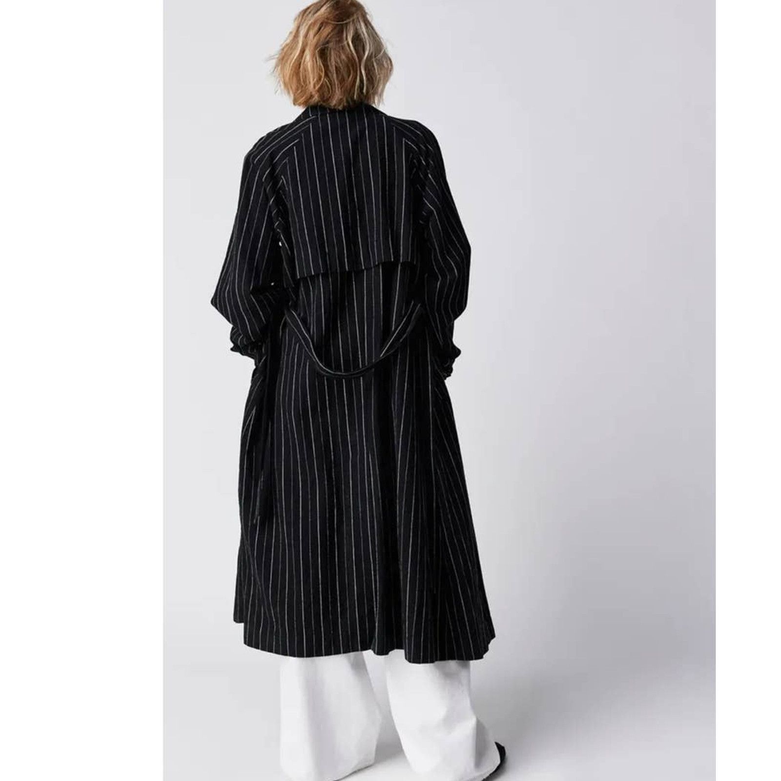 Free People New Free People Melia Mac Coat WTF $228 LARGE Blue Striped Size L / US 10 / IT 46 - 4 Thumbnail