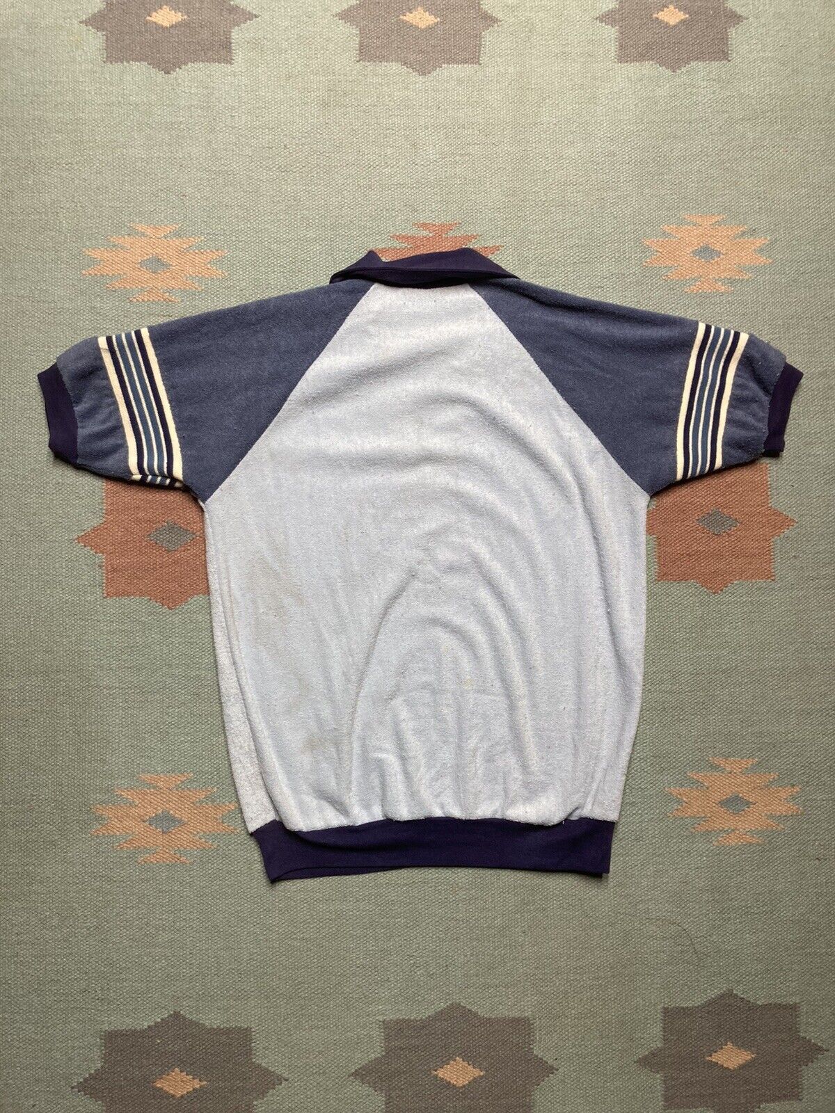 Vintage VTG 80s polo shirt terry cloth ringer tri tone stripe soft M Size US M / EU 48-50 / 2 - 6 Thumbnail