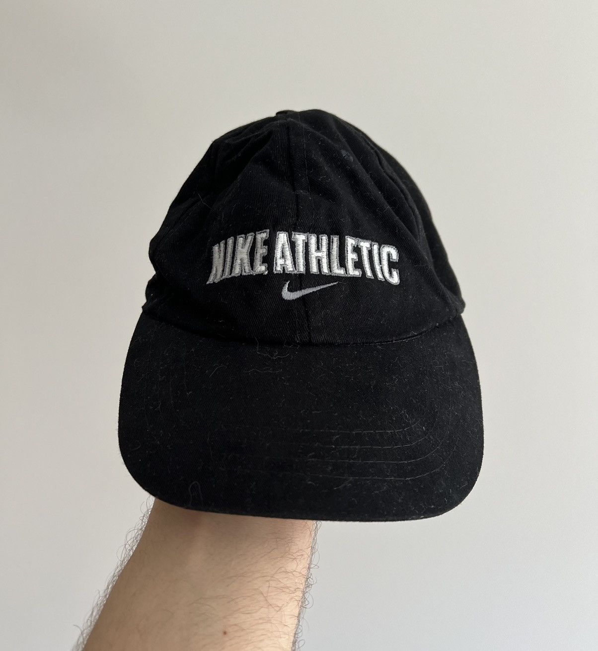 Nike × Vintage Vintage Nike Athletic Black Baseball Cap Size ONE SIZE - 1 Thumbnail
