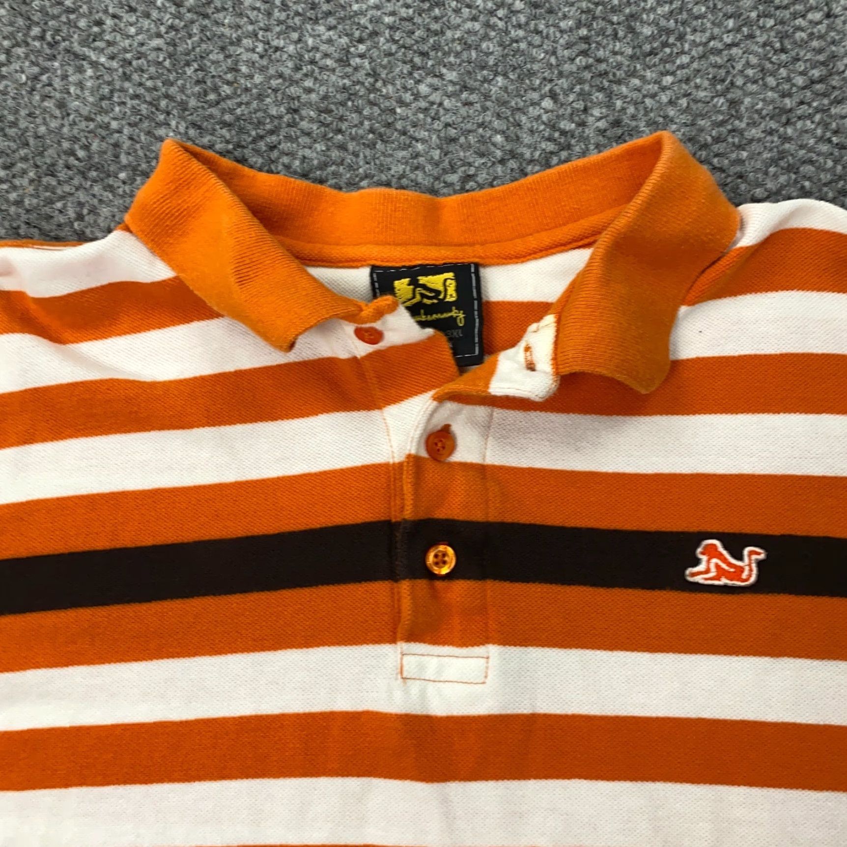 Vintage VINTAGE Drunknmunky Polo Shirt Mens XL Orange White Striped Golf Embroidered Size US XL / EU 56 / 4 - 4 Thumbnail