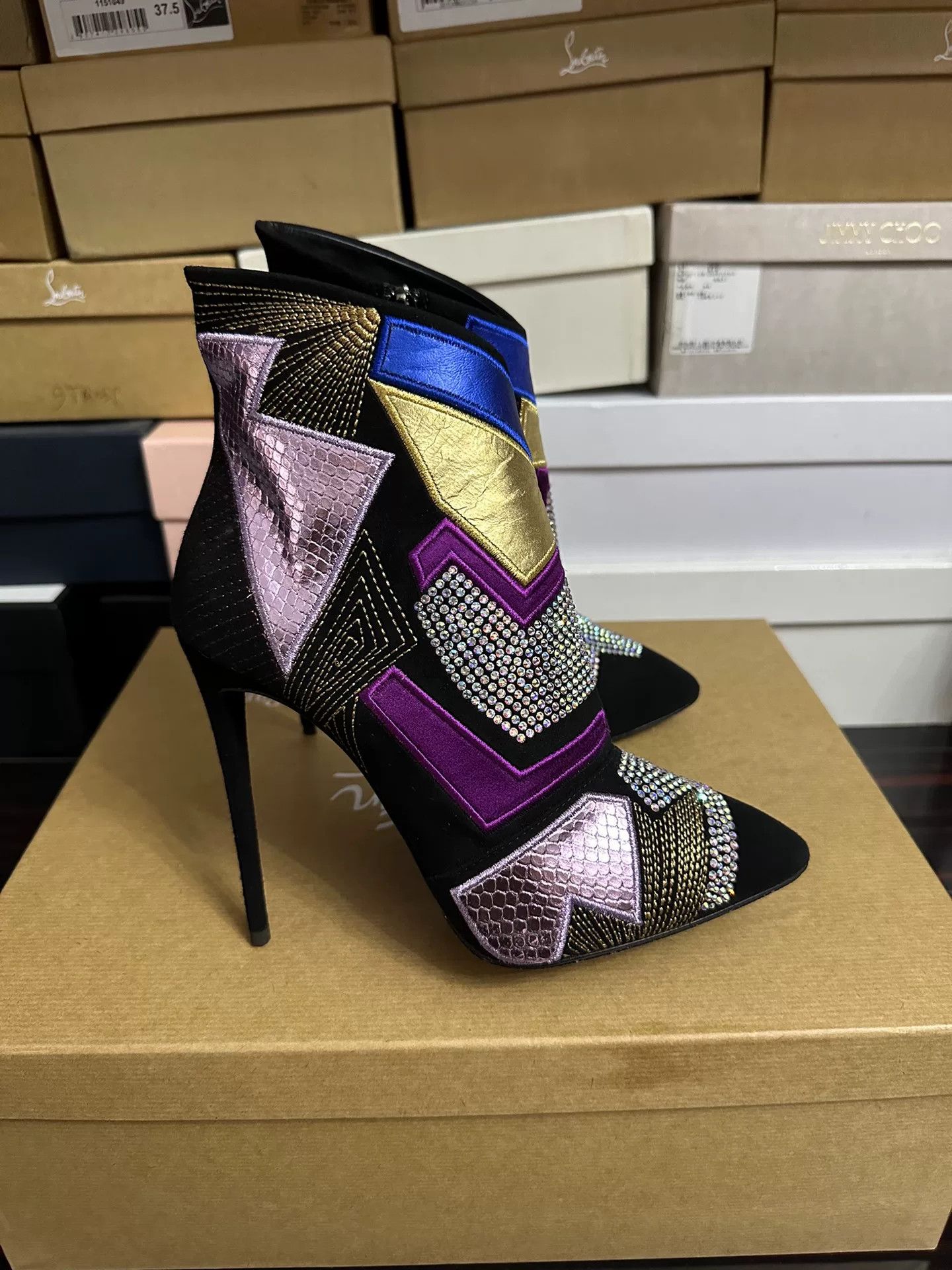 Giuseppe Zanotti Giuseppe Zanotti GZ Crystal Heel Ankle Boots Size US 6.5 / IT 36.5 - 1 Thumbnail
