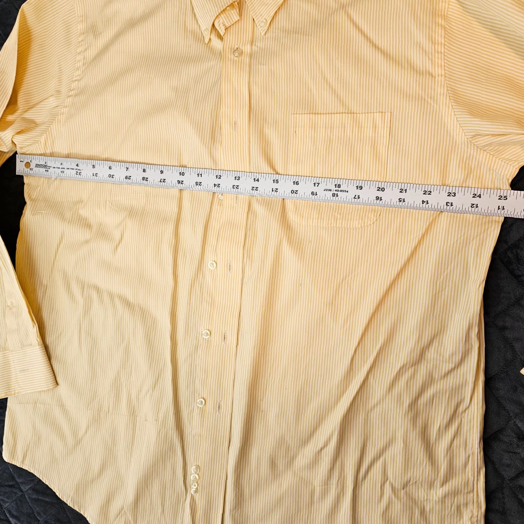 Lands' End Lands' End Button Down Shirt Mens Size 17 34 Yellow Stripe Long Sleeve Regular Dress Shirt Size US XL / EU 56 / 4 - 6 Thumbnail