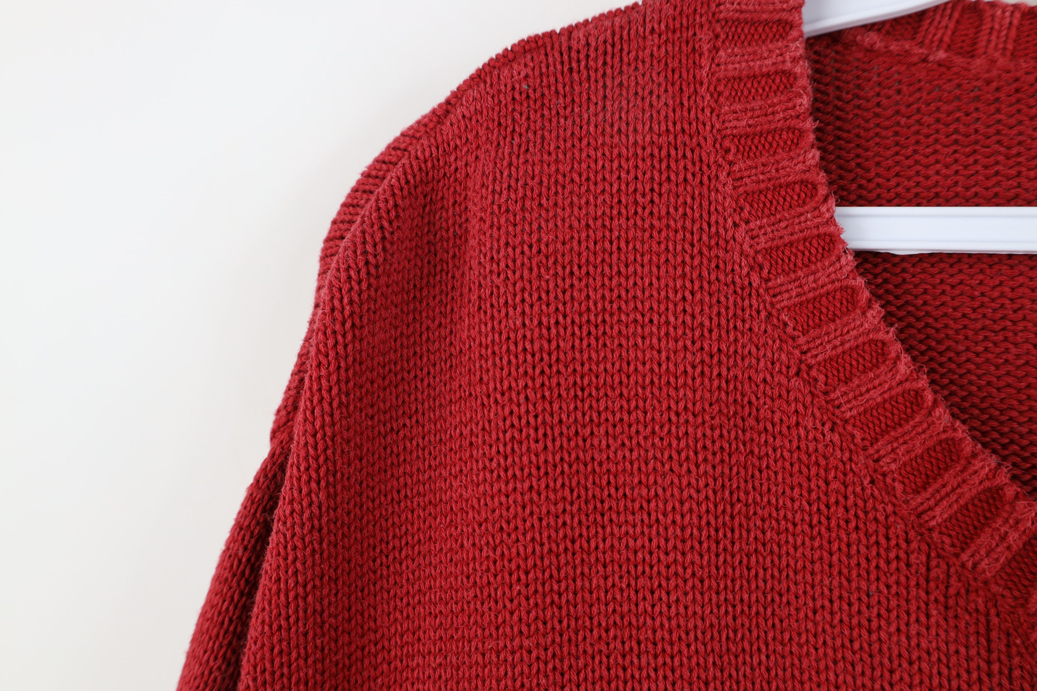 Lands' End Vintage 90s Lands End Blank Cotton Knit Crewneck Sweater Red Size US L / EU 52-54 / 3 - 5 Thumbnail