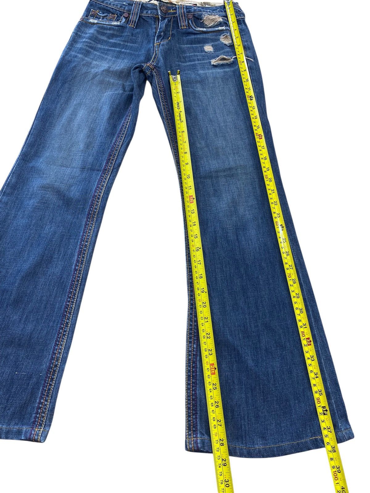 Japanese Brand Japanese Brand Blue Wash Ripped Style Flare Leg Jeans Size US 28 / EU 44 - 8 Thumbnail