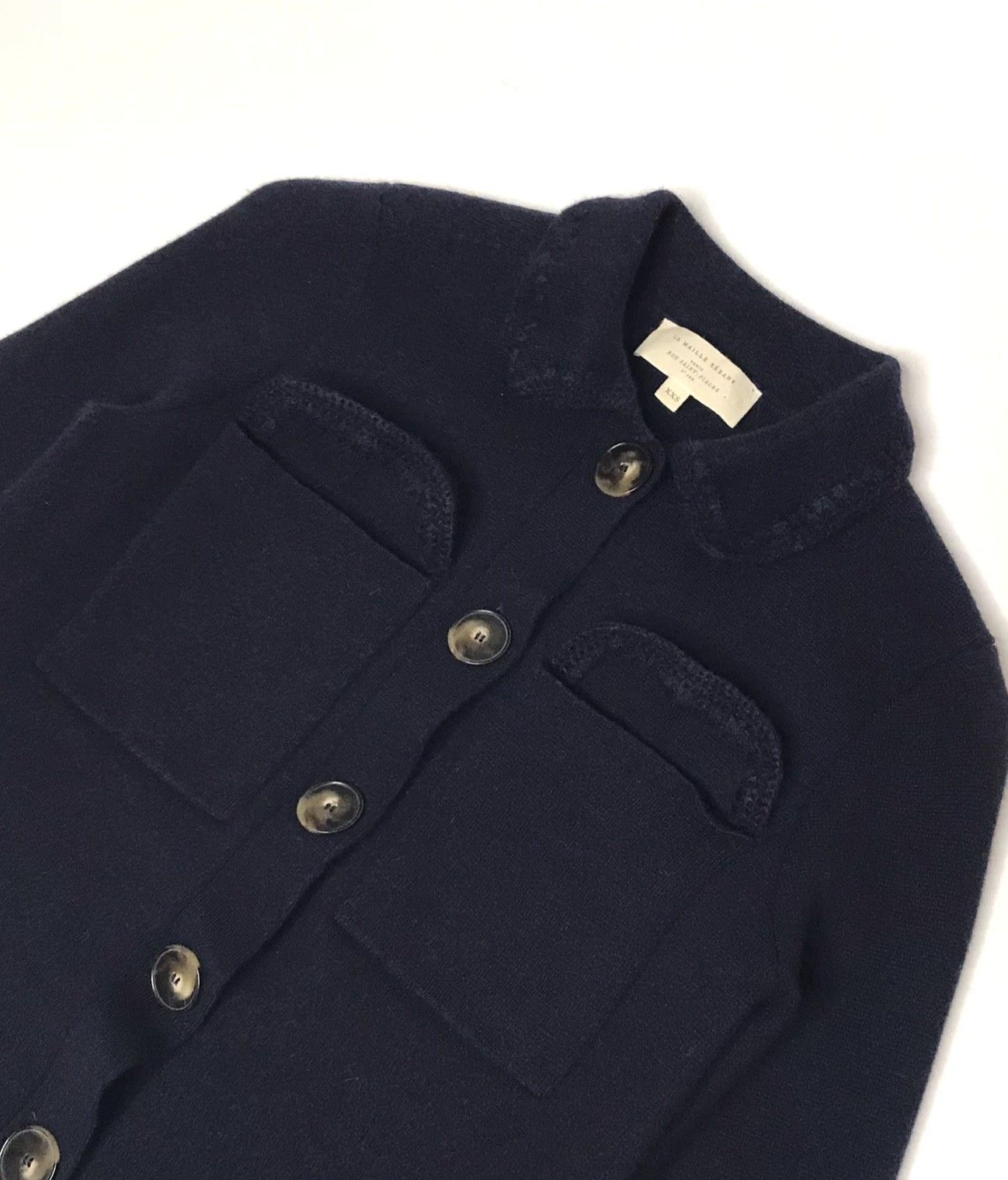 Sezane La Maille Sezane Betty Cardigan Merino Wool Sz Xss Blue Navy Size XXS / US 00 / IT 34 - 6 Thumbnail