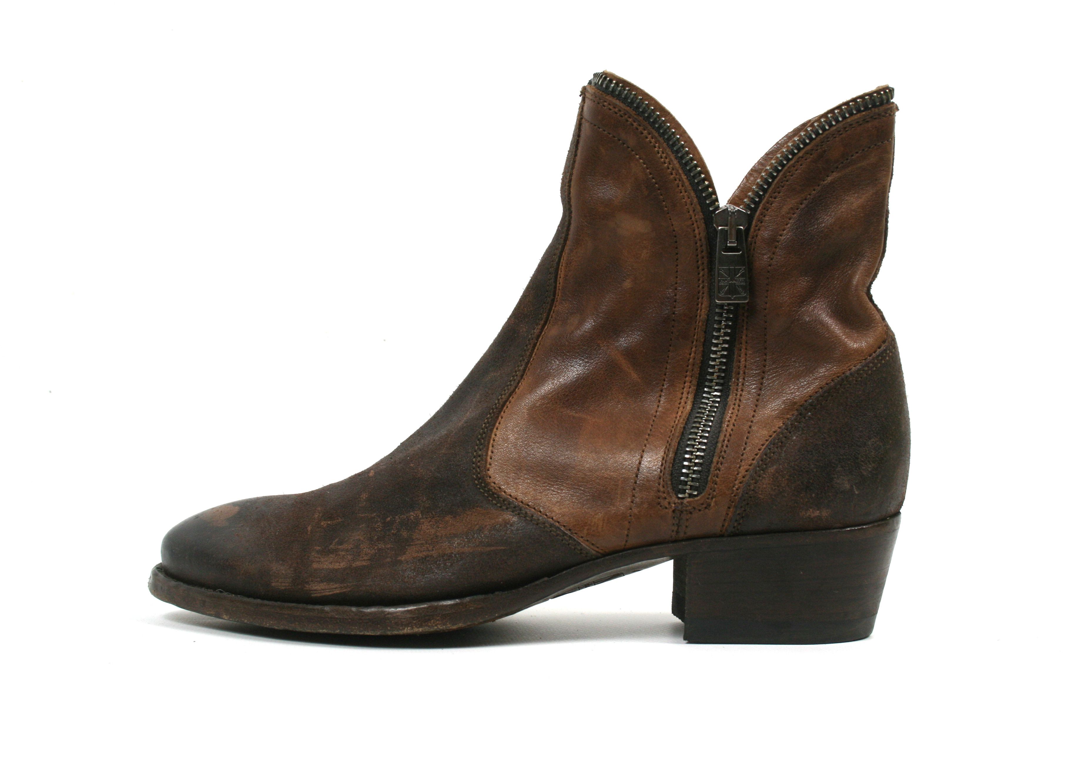 Pantanetti Biker Distressed Zip All Over Leather Boots Size US 7 / IT 37 - 1 Thumbnail