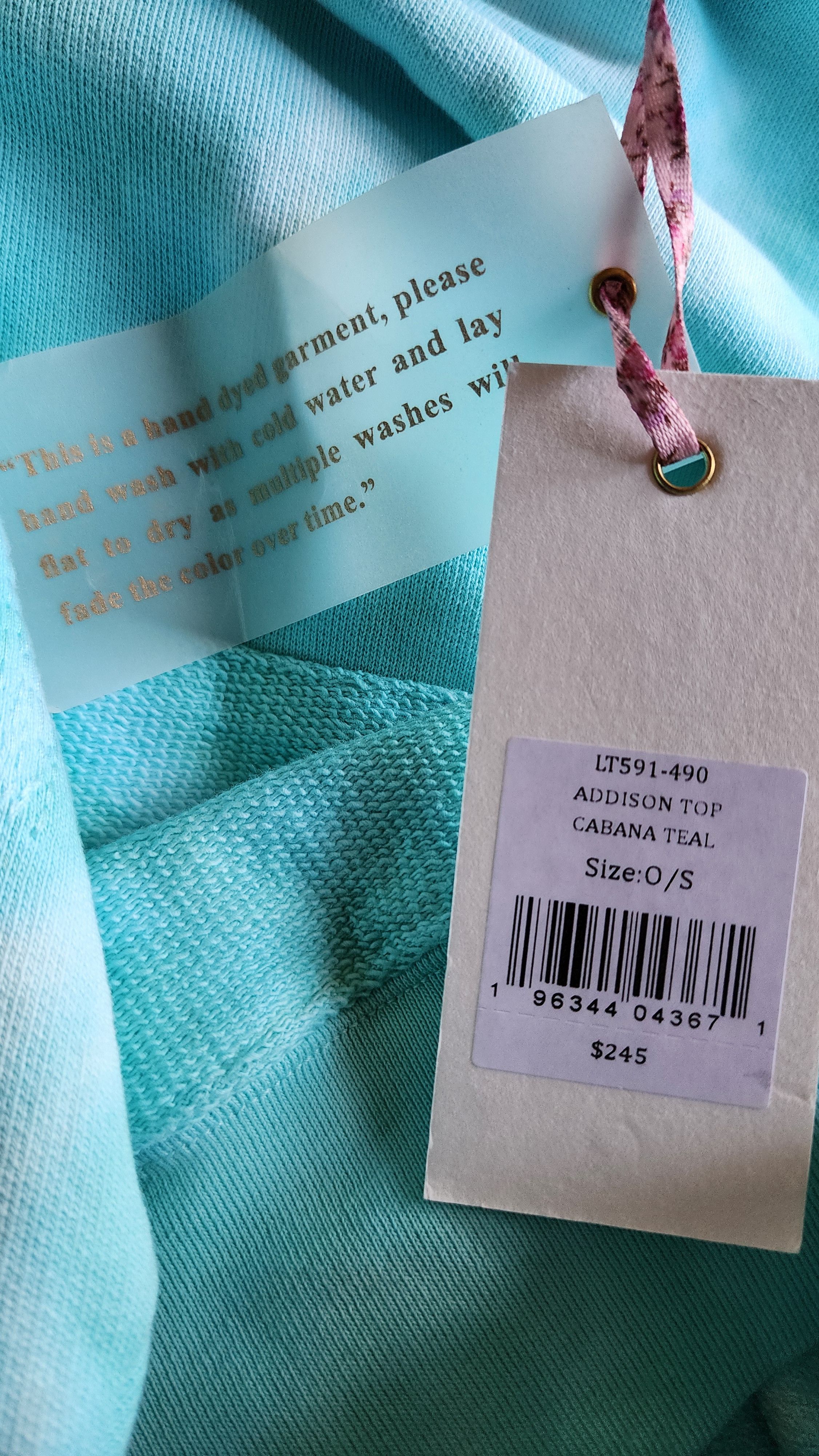 LoveShackFancy Addison Cabana Teal Cotton Tie Die New With Tags Size ONE SIZE - 3 Thumbnail