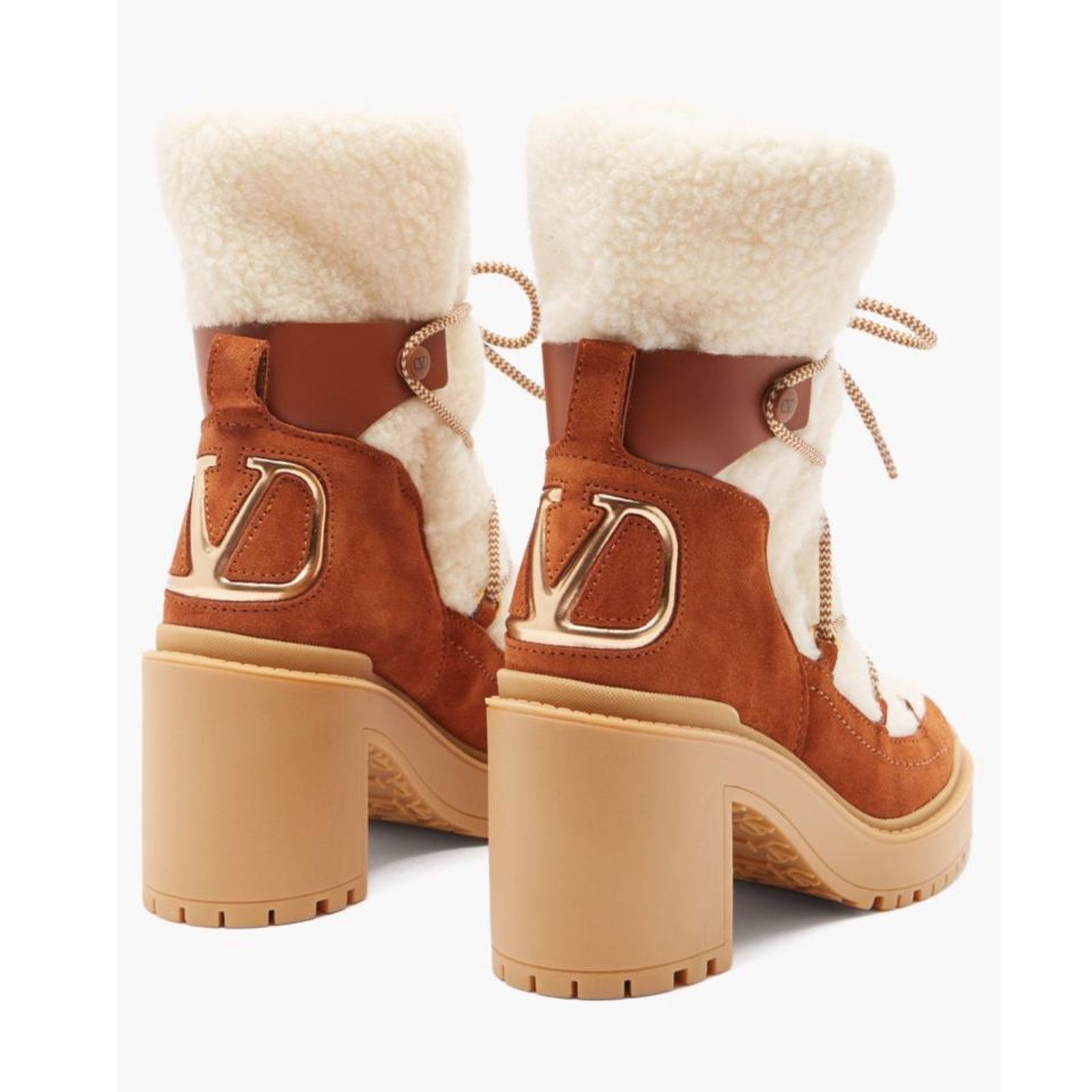 Valentino VLOGO suede leather and shearling ankle boots Size US 10.5 / IT 40.5 - 4 Thumbnail