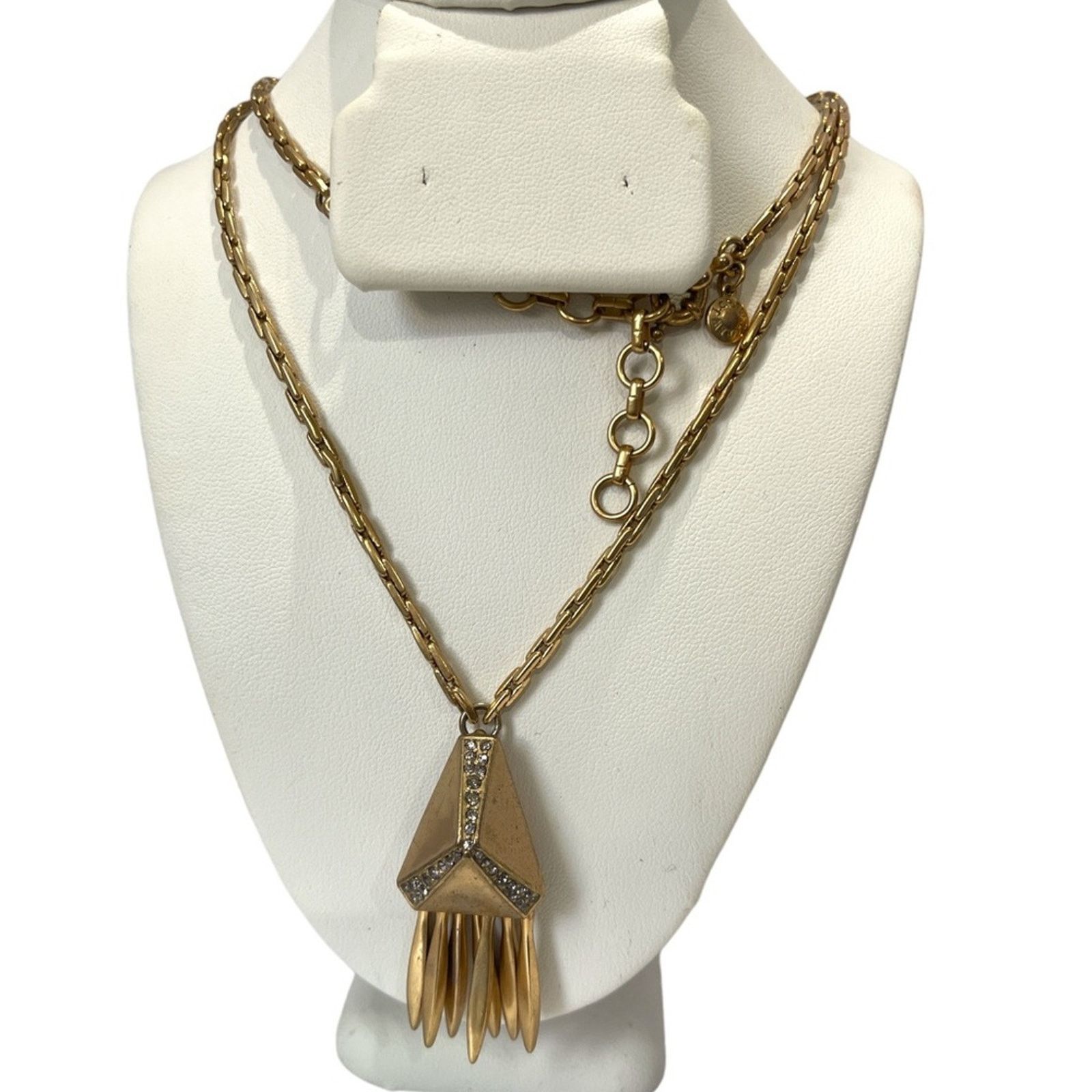 J.Crew J. CREW Long Strand Crystal Pave Tribal Pendant Necklace Size ONE SIZE - 1 Thumbnail