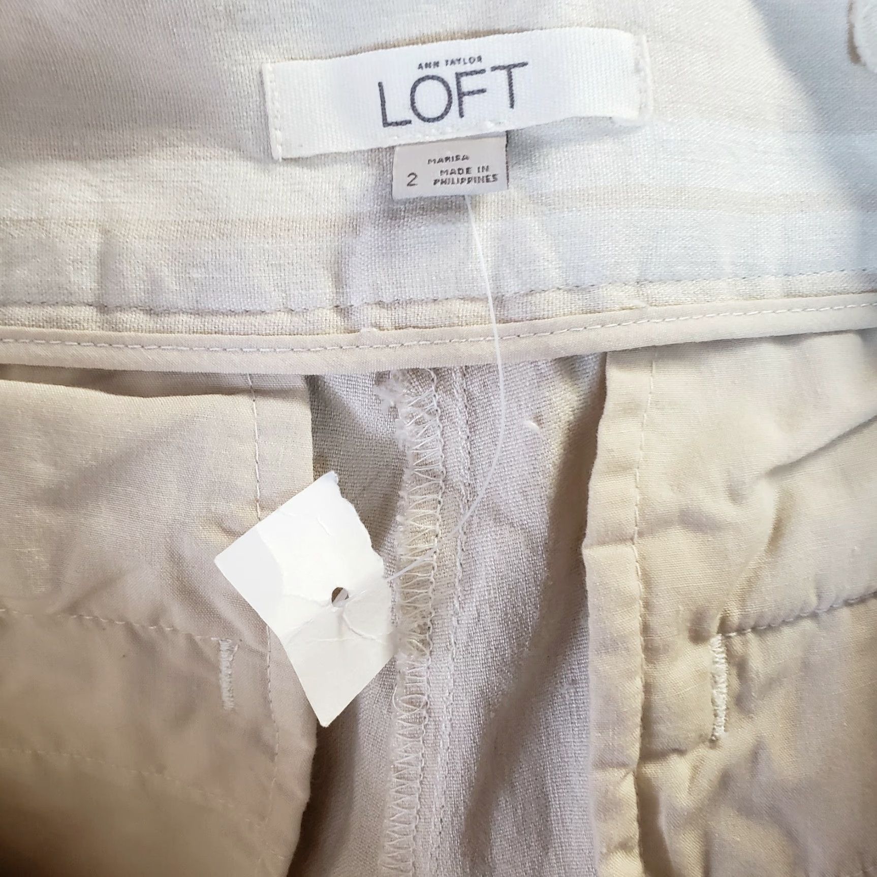 Ann Taylor VINTAGE? No — Ann Taylor LOFT Women Marisa Skinny Pants 2 Beige Striped Linen Blend Pants Womens Size 26" / US 2 / IT 38 - 8 Thumbnail