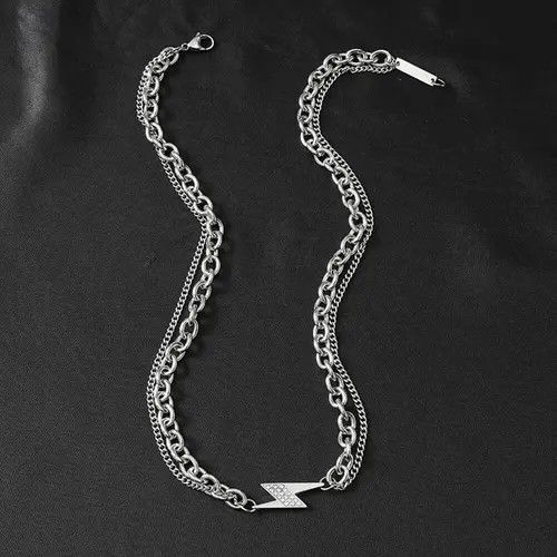 Jewelry Bolt Chrome Chain Silver Goth God Vibe Necklace Size ONE SIZE - 3 Thumbnail