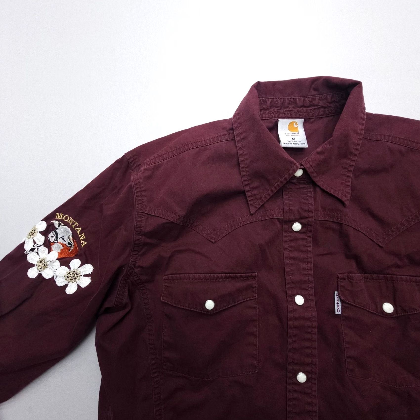 Carhartt Carhartt Shirt Size Medium Red Montana Logo Western Y2K Cowgirl Button-Up Long Sleeve Size M / US 6-8 / IT 42-44 - 2 Thumbnail