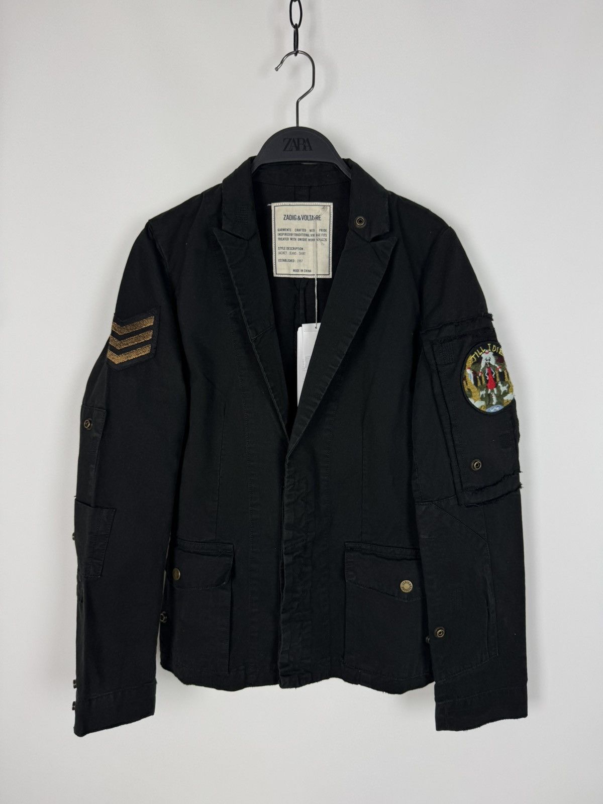 Zadig & Voltaire NWT Zadig&Voltaire Virginia Grunge Black Jacket Size XS / US 0-2 / IT 36-38 - 2 Thumbnail