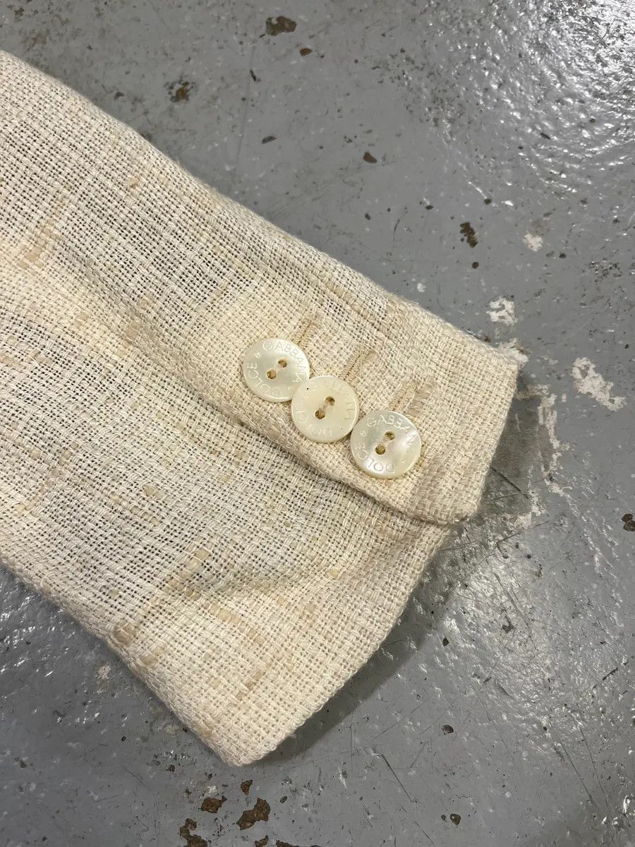 Designer × Dolce & Gabbana × Vintage 2000s Dolce & Gabbana Beige Linen Blazer Jacket Size S / US 4 / IT 40 - 6 Thumbnail
