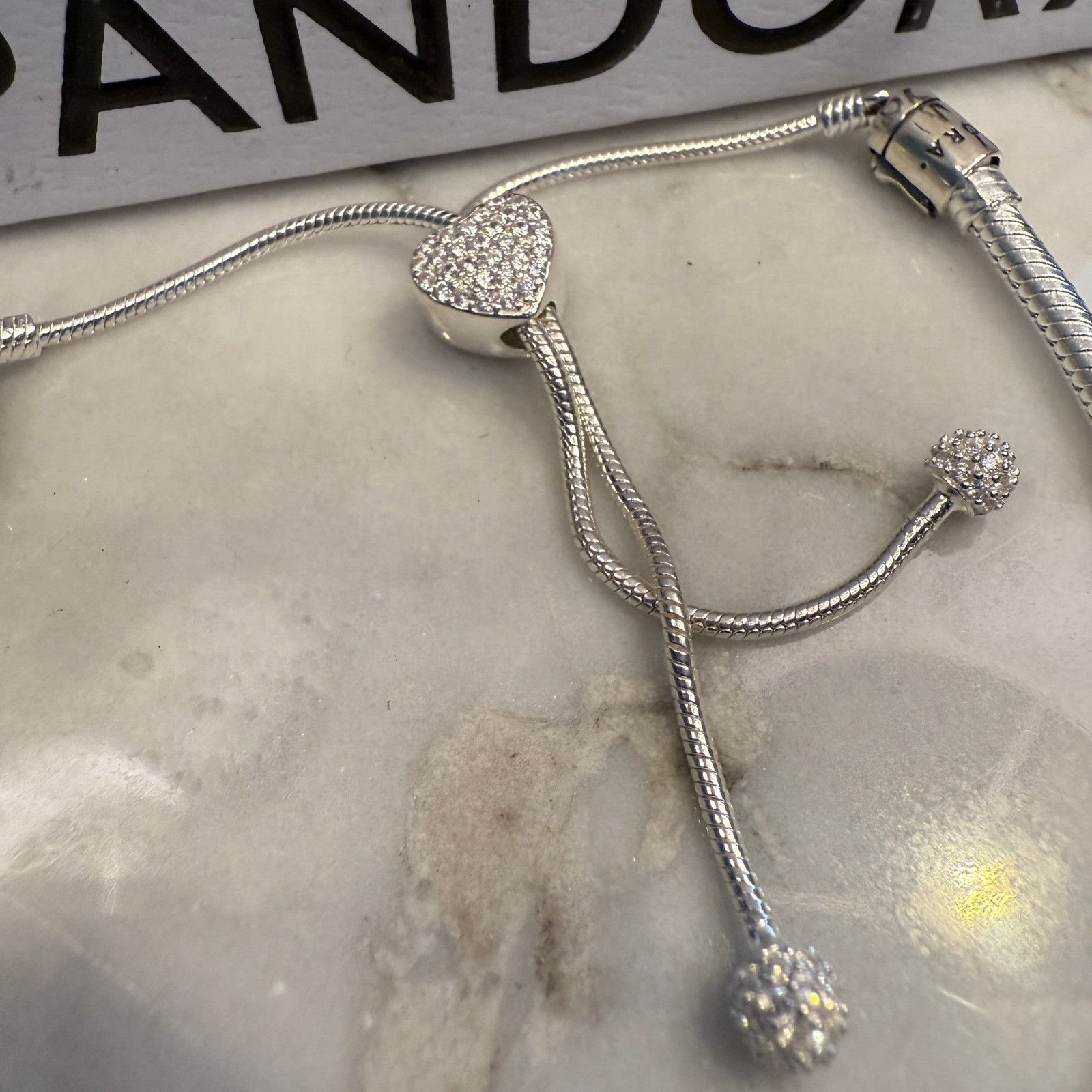 pandora Pandora Genuine Silver SLIDER Chain Bracelet, Sparkling Rose Size ONE SIZE - 3 Thumbnail