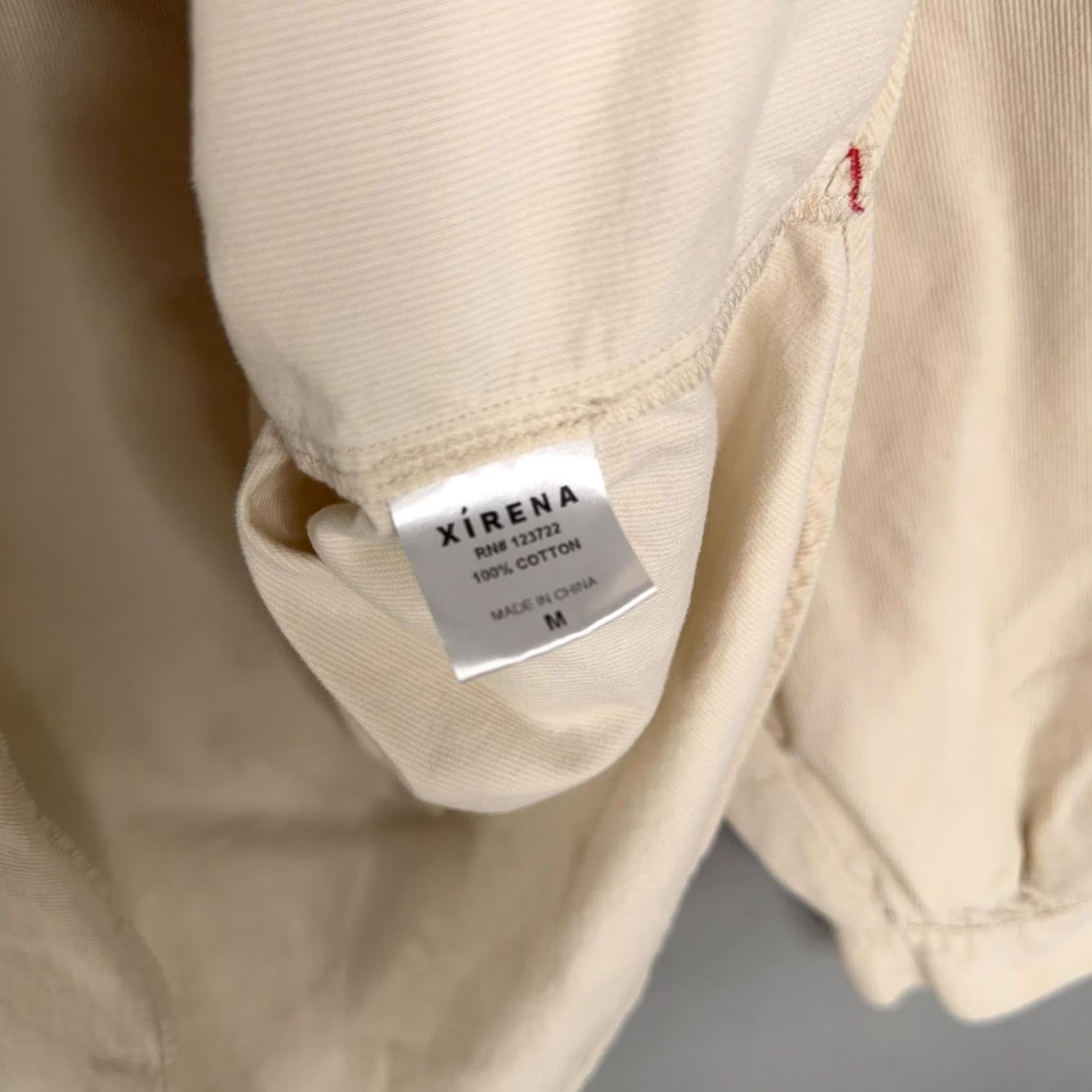 Xirena Xirena Blouse Womens Medium Beige Corduroy Button Front Balloon Sleeve Top Size M / US 6-8 / IT 42-44 - 3 Thumbnail
