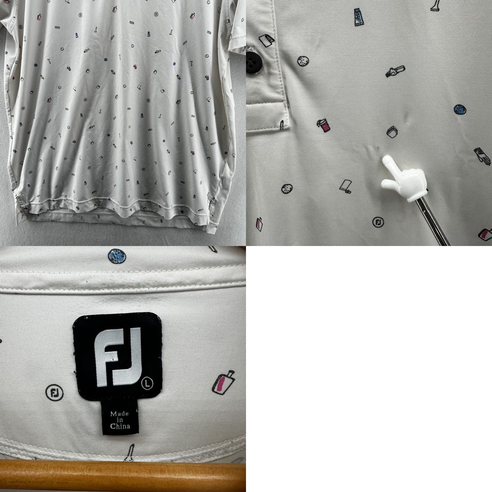 Footjoy FootJoy Polo Shirt White Men's Large Golf Short Sleeve Collared All Over Print Size US L / EU 52-54 / 3 - 8 Thumbnail