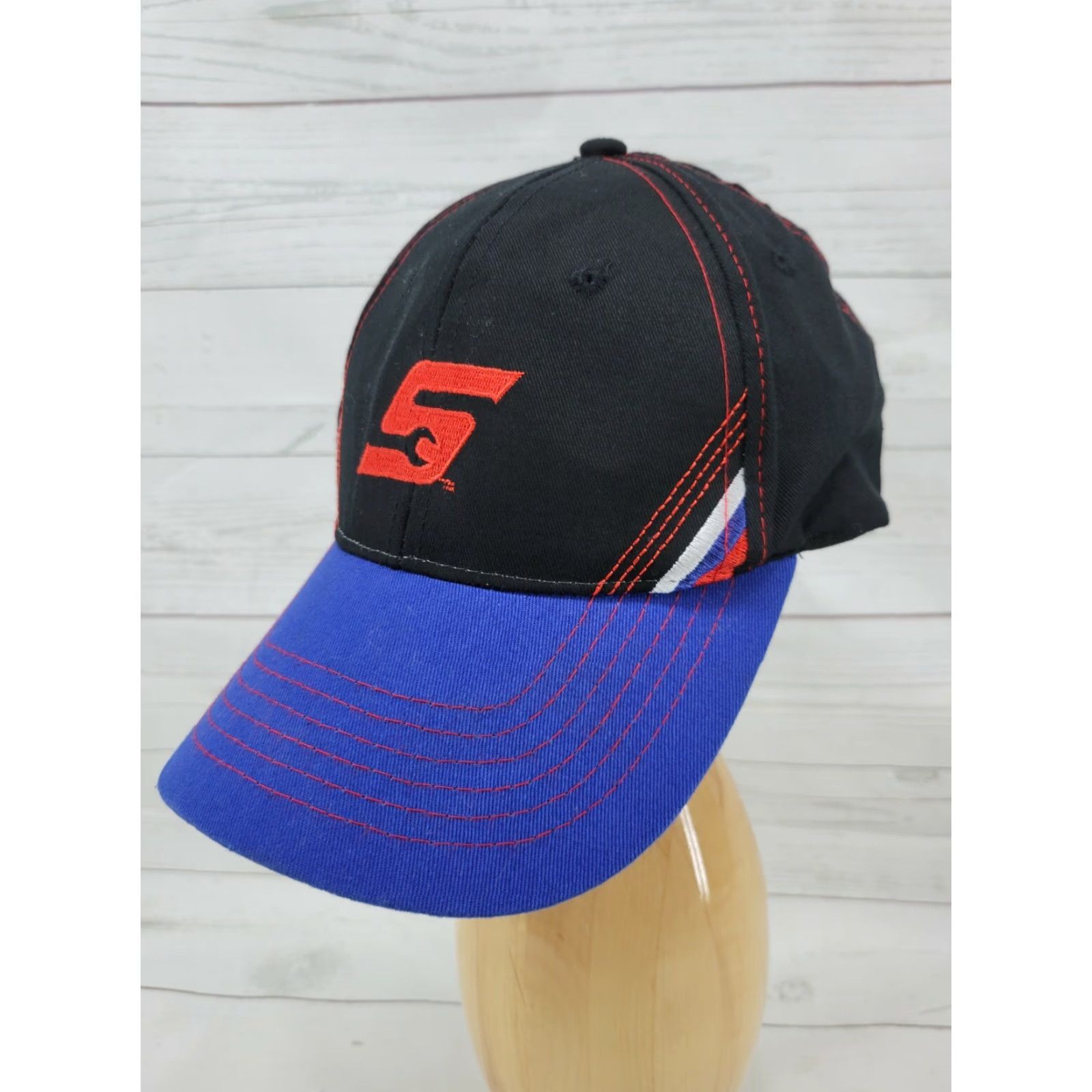 Vintage VINTAGE Snap-On Tools Snapback Hat blue and black K Products Hat Mens Adjustable Blue Black Size ONE SIZE - 2 Thumbnail