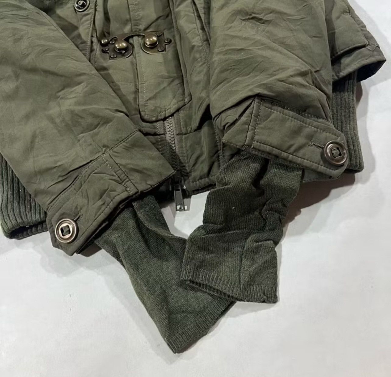 Japanese Brand Y2K SLY Military Fur Hood Jacket Olive Green Grunge Archive Size US S / EU 44-46 / 1 - 6 Thumbnail